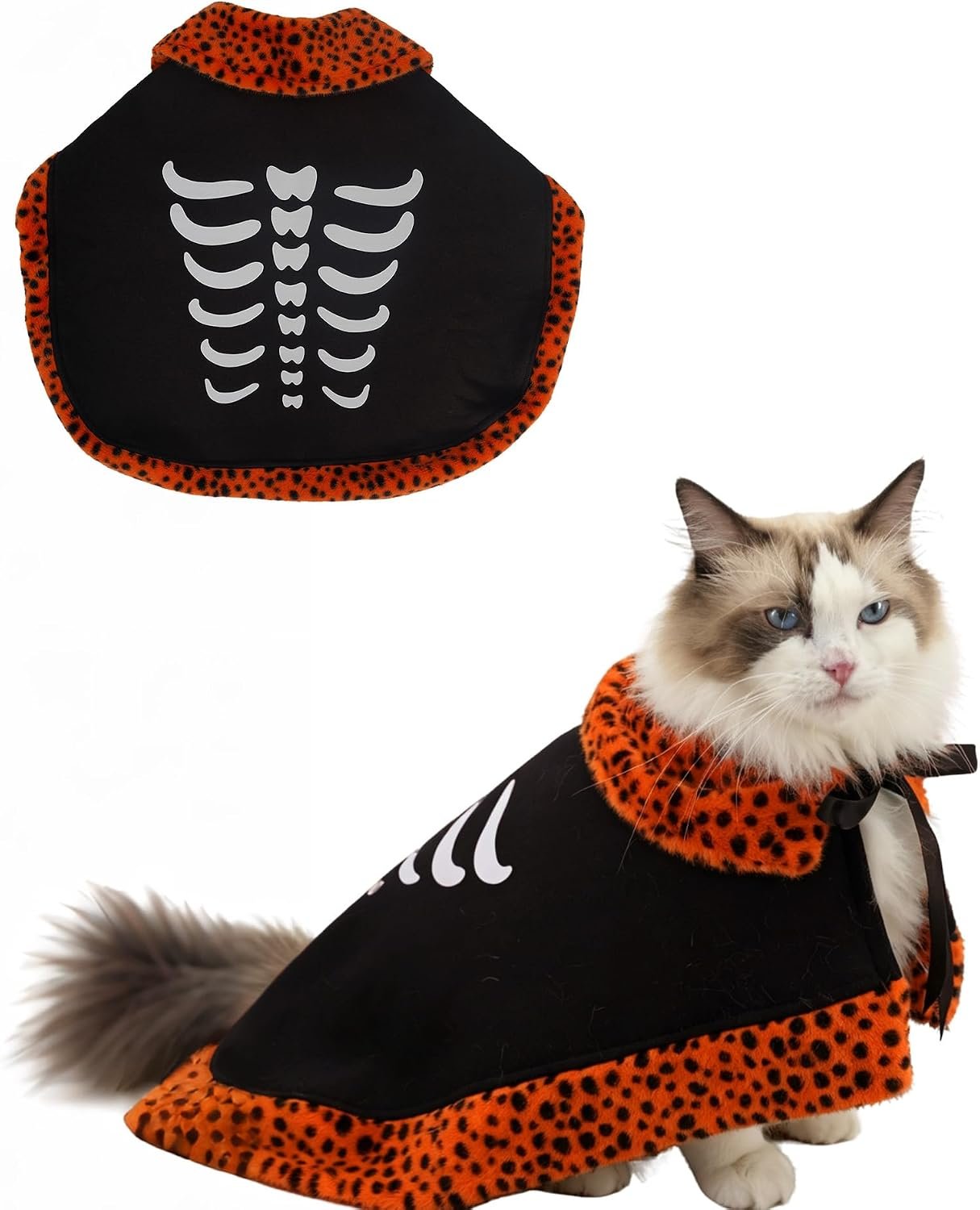 Dog Halloween Costumes, Small Dog Velvet Cloak, with Cute Halloween Pattern Funny Cape for Small Puppy and Kitten Cosplay Party.(White Medium) - Image 8