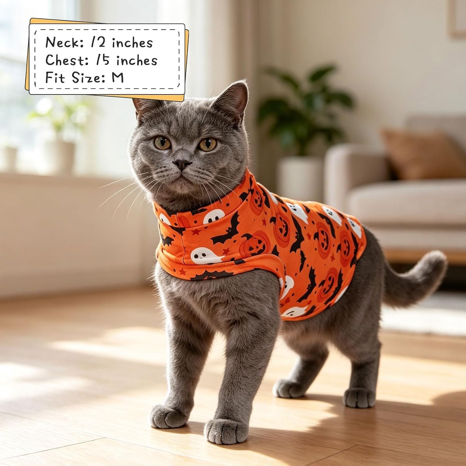 EXPAWLORER Halloween Cat Sweater Warm Fleece Pet Clothes for Cats Only - Image 5