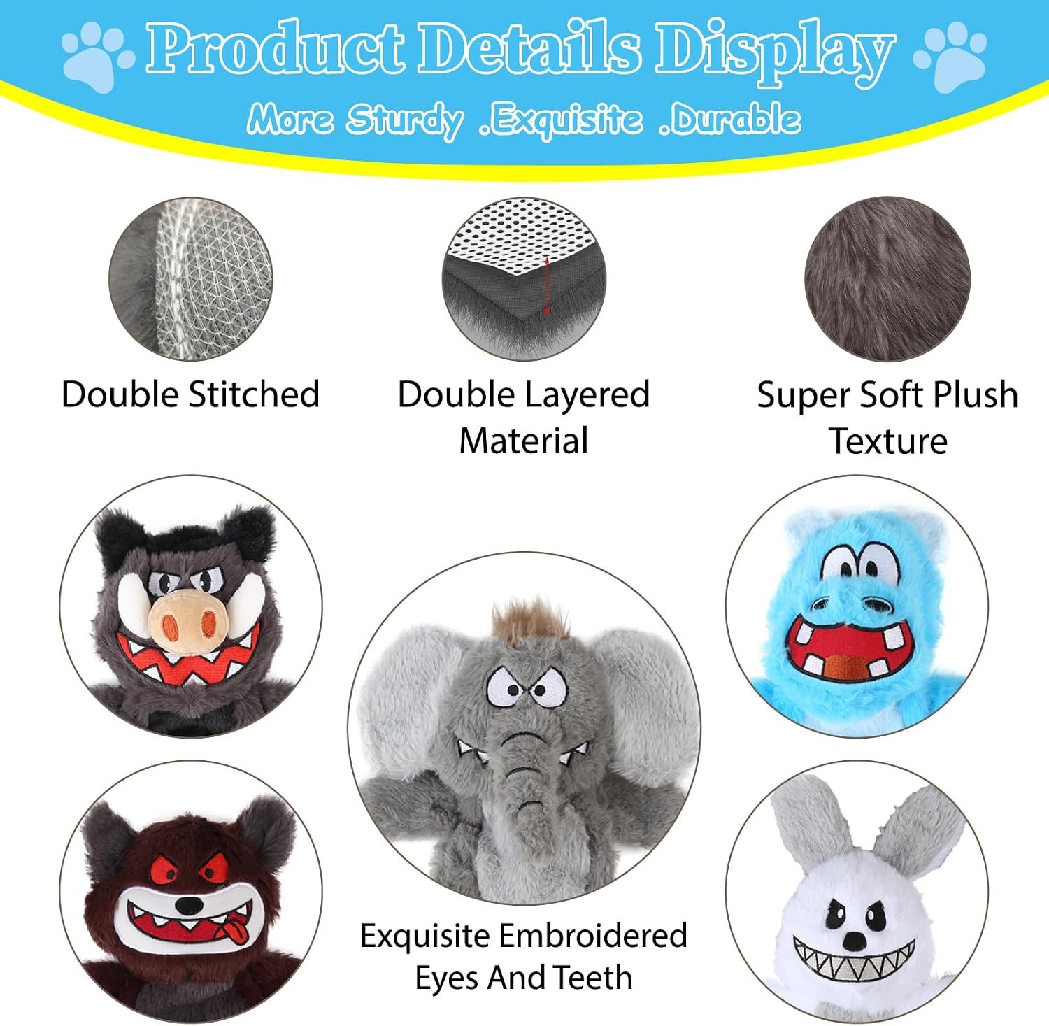 No Stuffing Squeaky Dog Toys Plush Chew toys for Small Medium Large Breed - Image 4