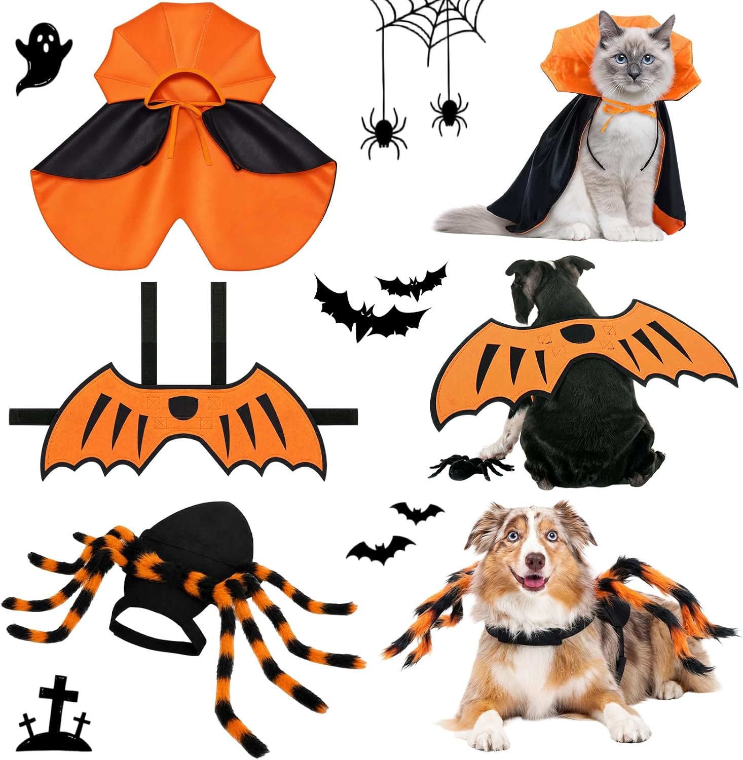 3 Pcs Halloween Costume for Dog Cat...