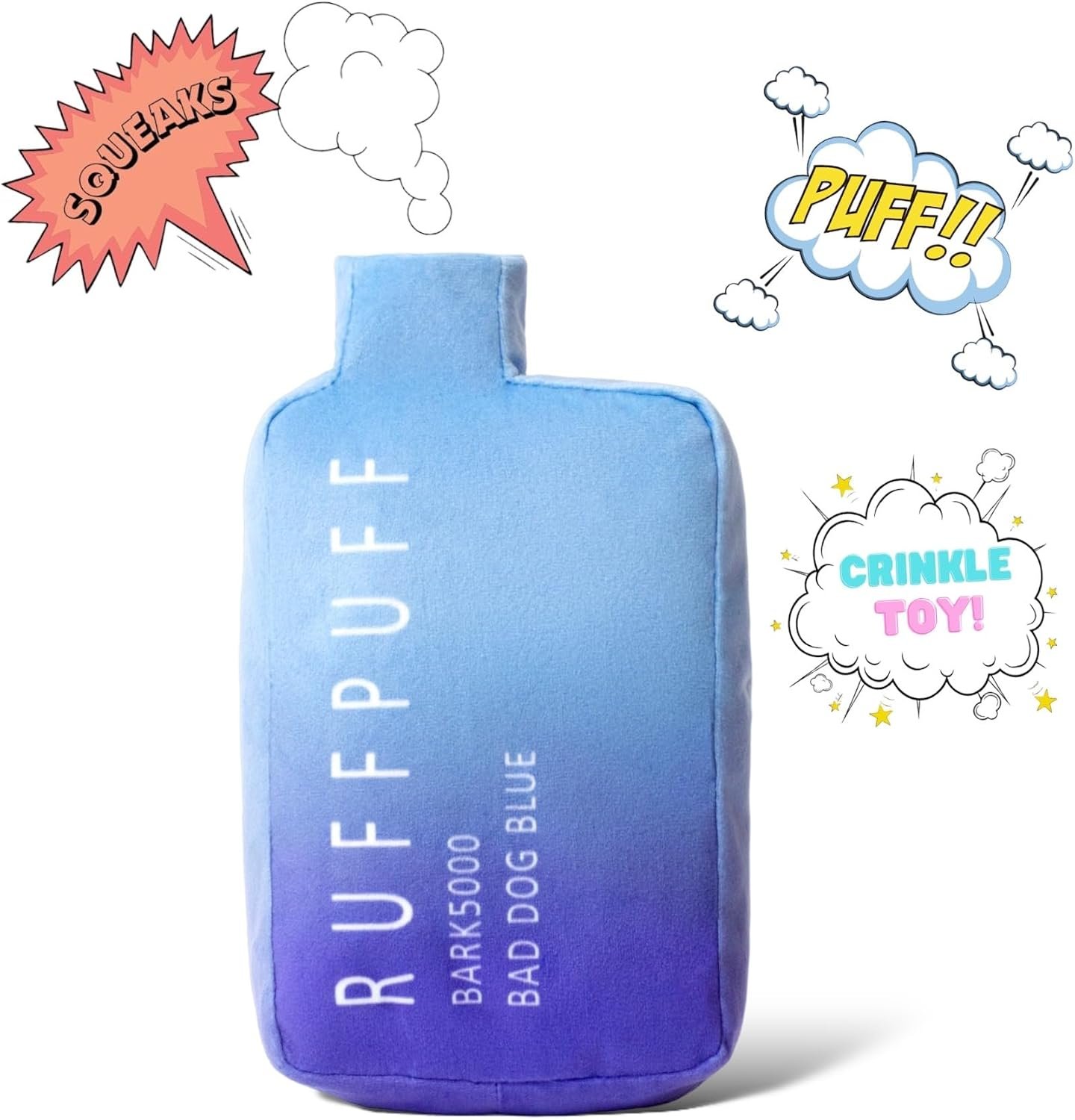 RUFF PUFF Dog Toys - Funny Cute Plush Dog Toys with Squeaker - Parody Dog Toy - Puppy Toys - Dog Birthday - Bark Toys (Blue) - Image 3