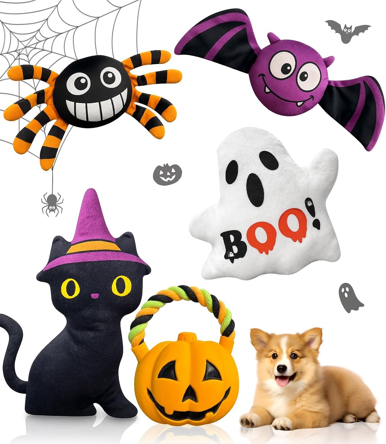 Swooflia 5 Pcs Halloween Dog Toys f...