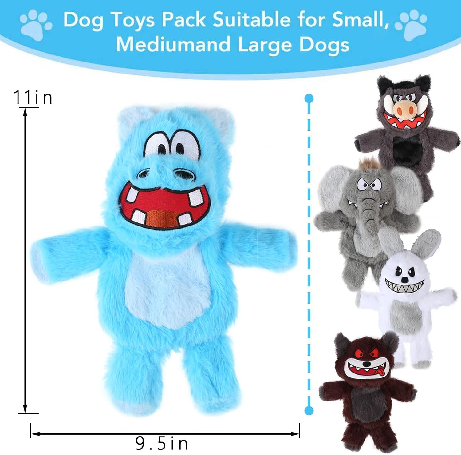 No Stuffing Squeaky Dog Toys Plush Chew toys for Small Medium Large Breed - Image 3
