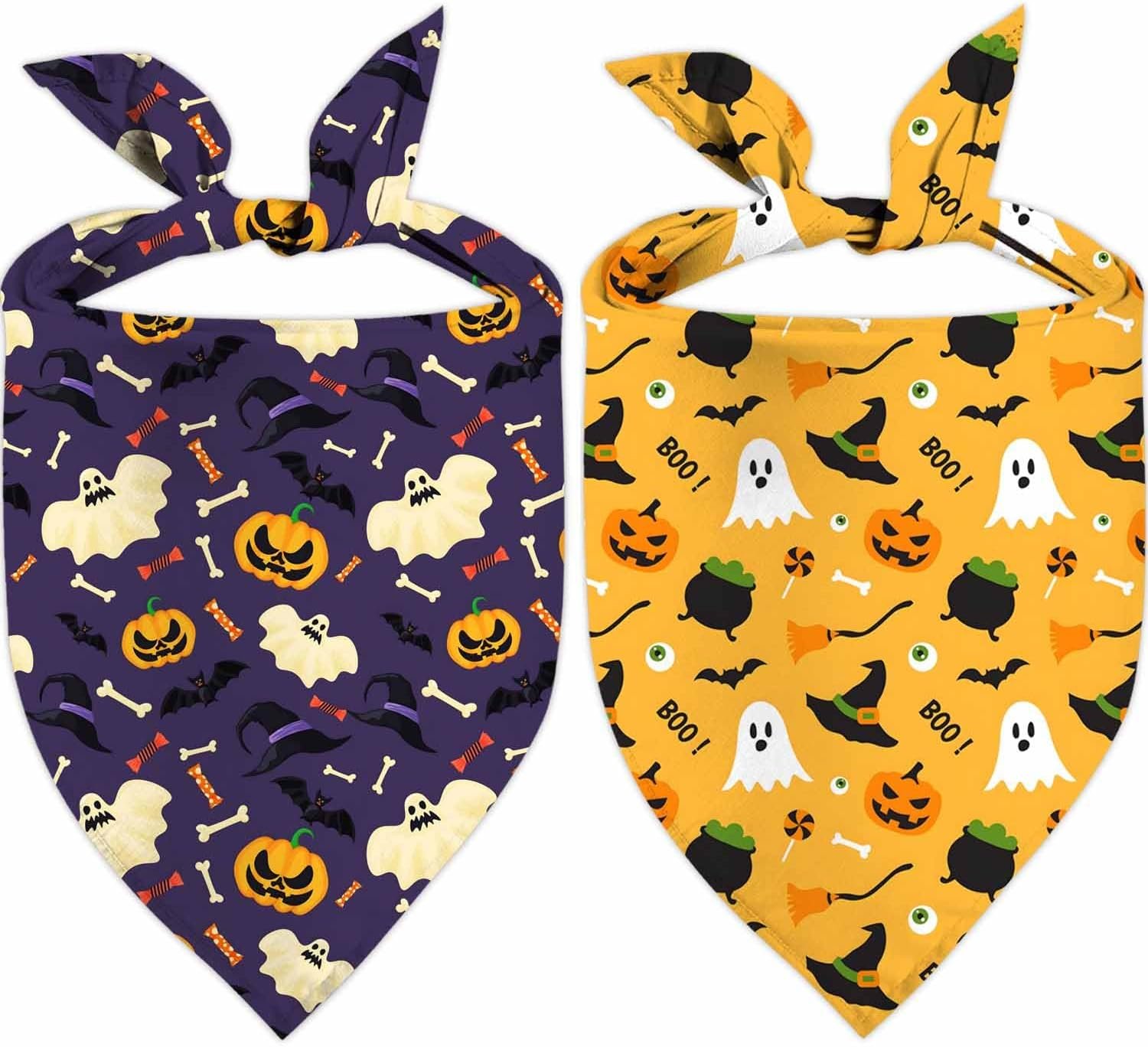 Halloween Dog Bandanas, Double Side...