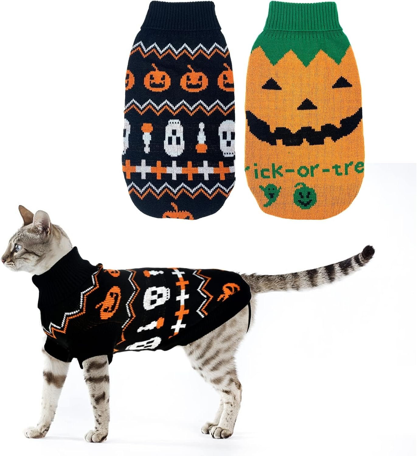 2Pcs Pet Halloween Sweaters Dog Hal...