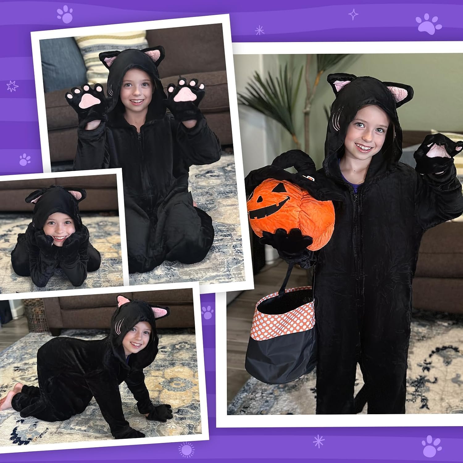 GIFTINBOX Halloween Cat Costume for Girls Kids, Cheetah Leopard Costume - Image 5