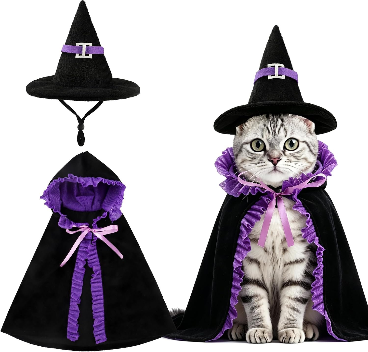 Halloween Cat Witch Costume Set Cut...