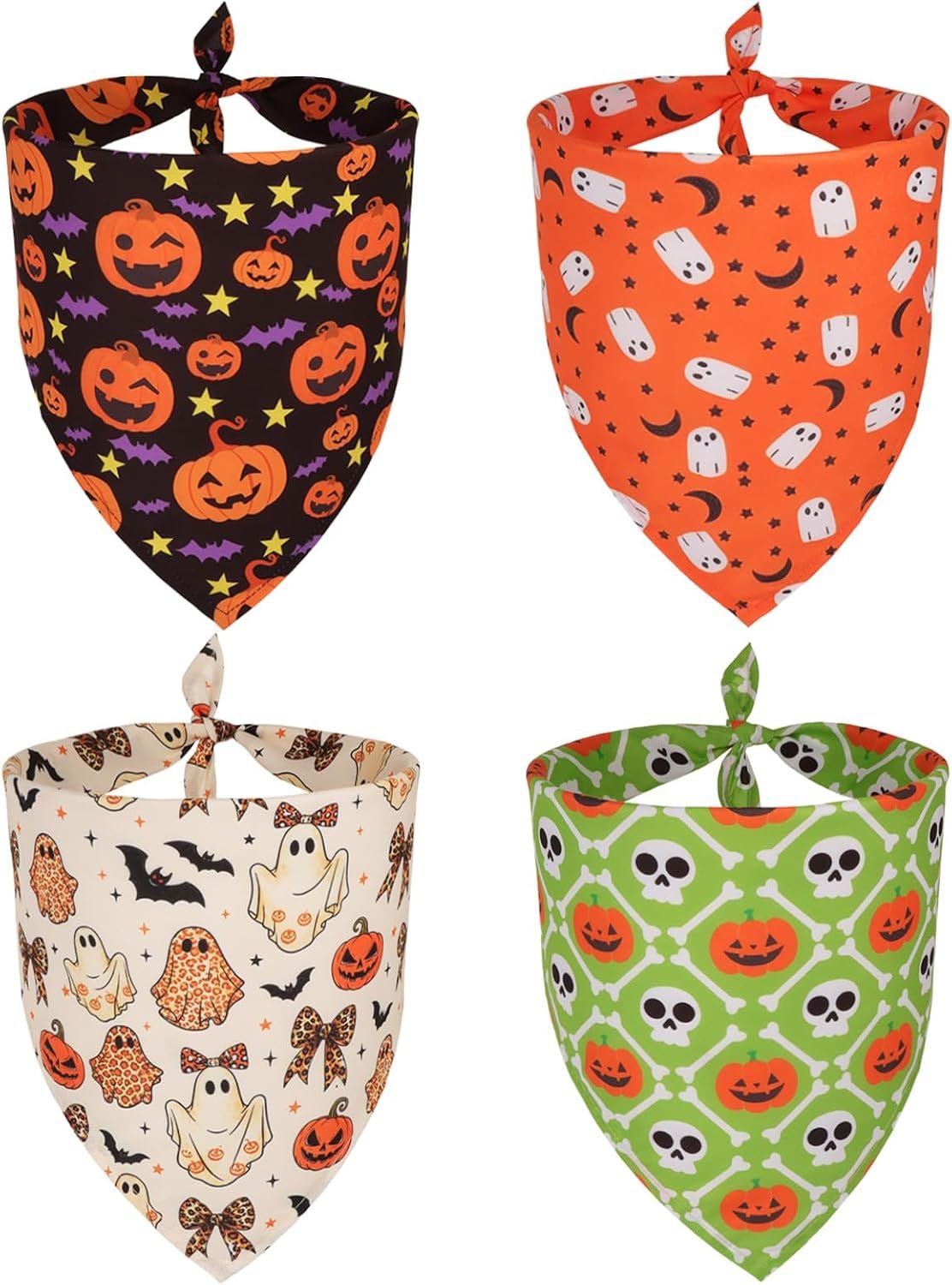 PTDECOR 4 Pack Halloween Dog Bandan...
