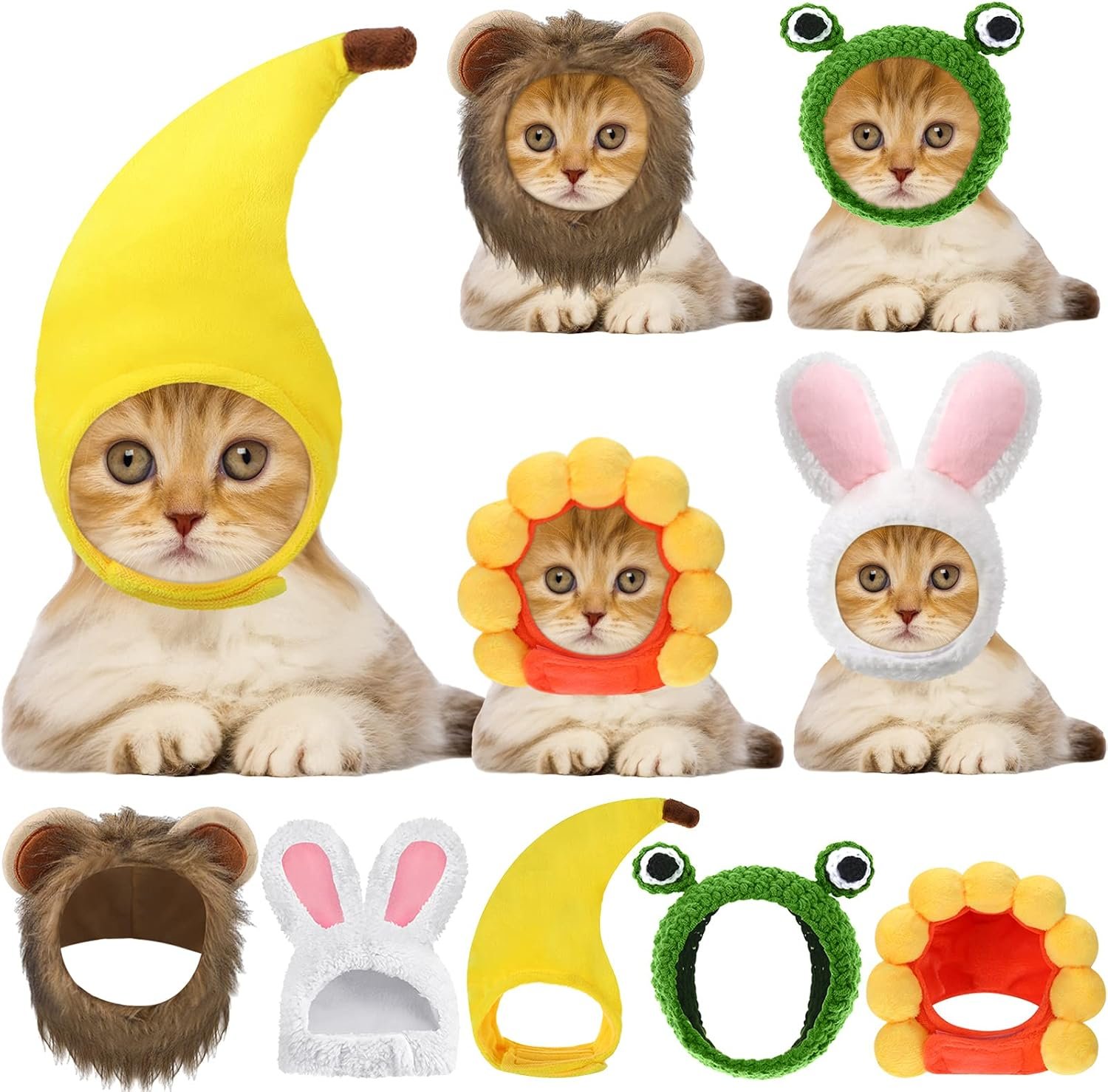 Weewooday 5 Pcs Cat Hat, Lion, Frog...