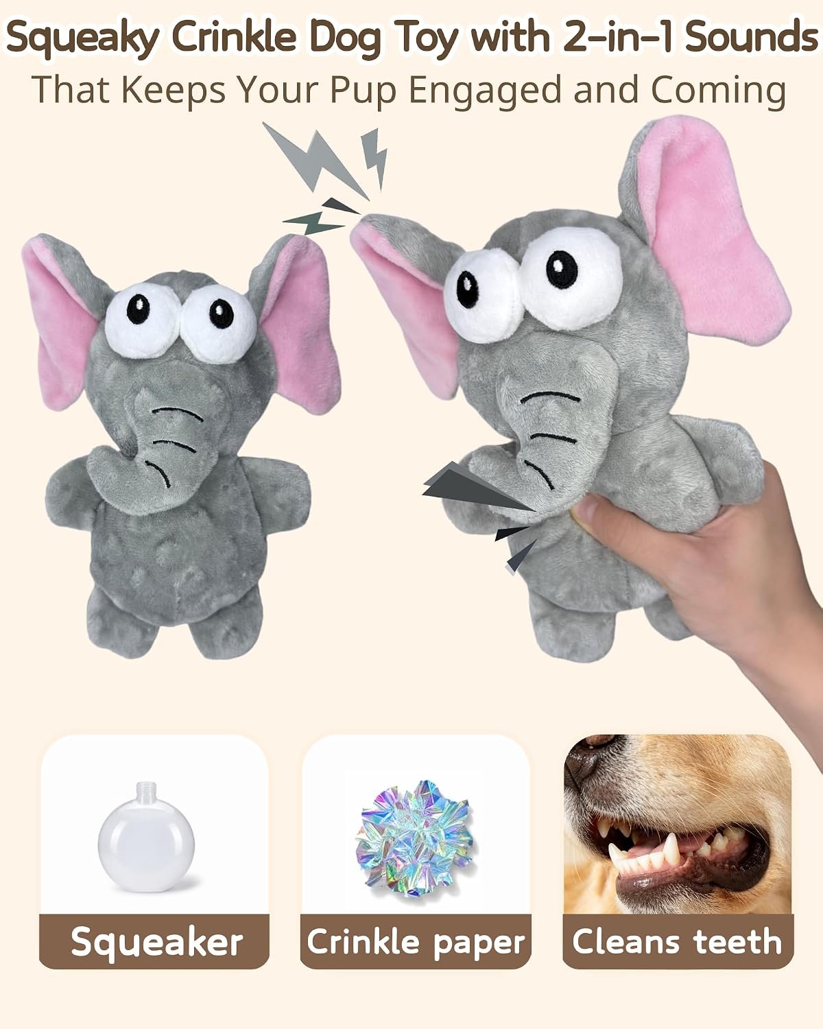 BoYoYo 5 Pack Plush Squeaky Dog Toys for Small Dog,Stuffed Animal Puppy Toy - Image 3