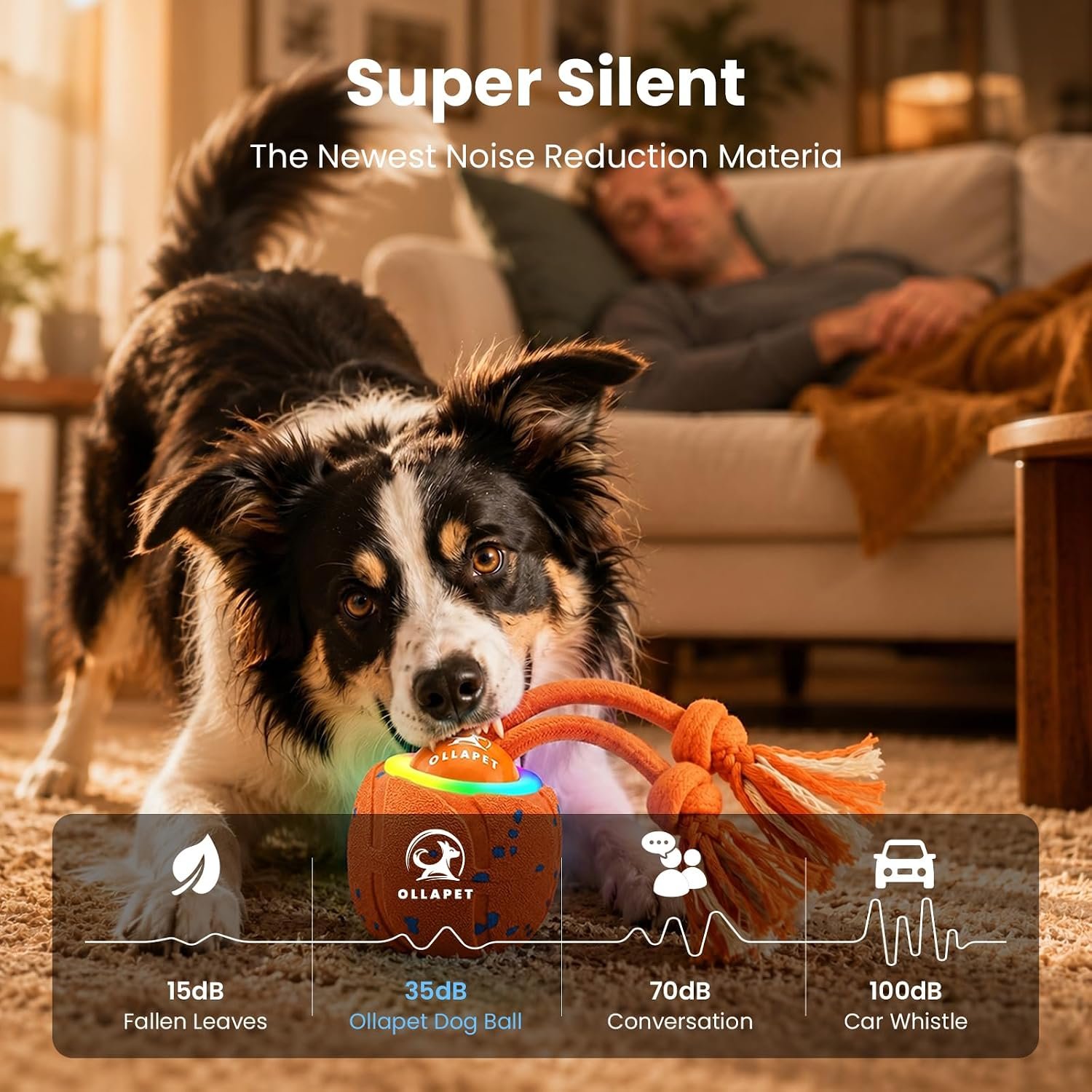 Smart Interactive Dog Toys, 3 Modes Automatic Rolling Ball, Chase Pet Toy with Rope & Barking Sound, Chew Resistant E-TPU, IPX7 Waterproof Rechargeable Ball for Medium Large Dogs, Orange - Image 8