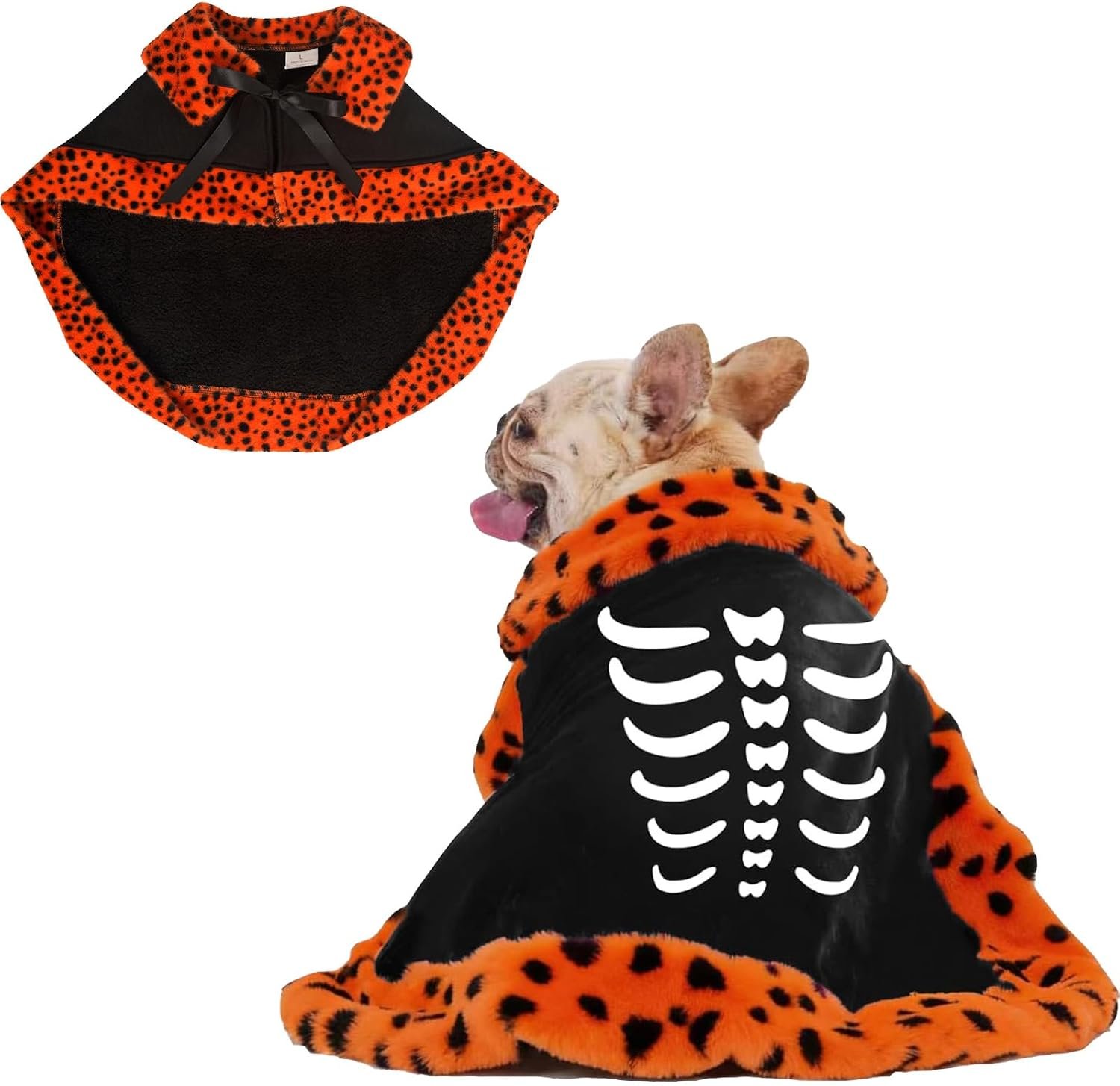Dog Halloween Costumes, Small Dog Velvet Cloak, with Cute Halloween Pattern Funny Cape for Small Puppy and Kitten Cosplay Party.(White Medium) - Image 2