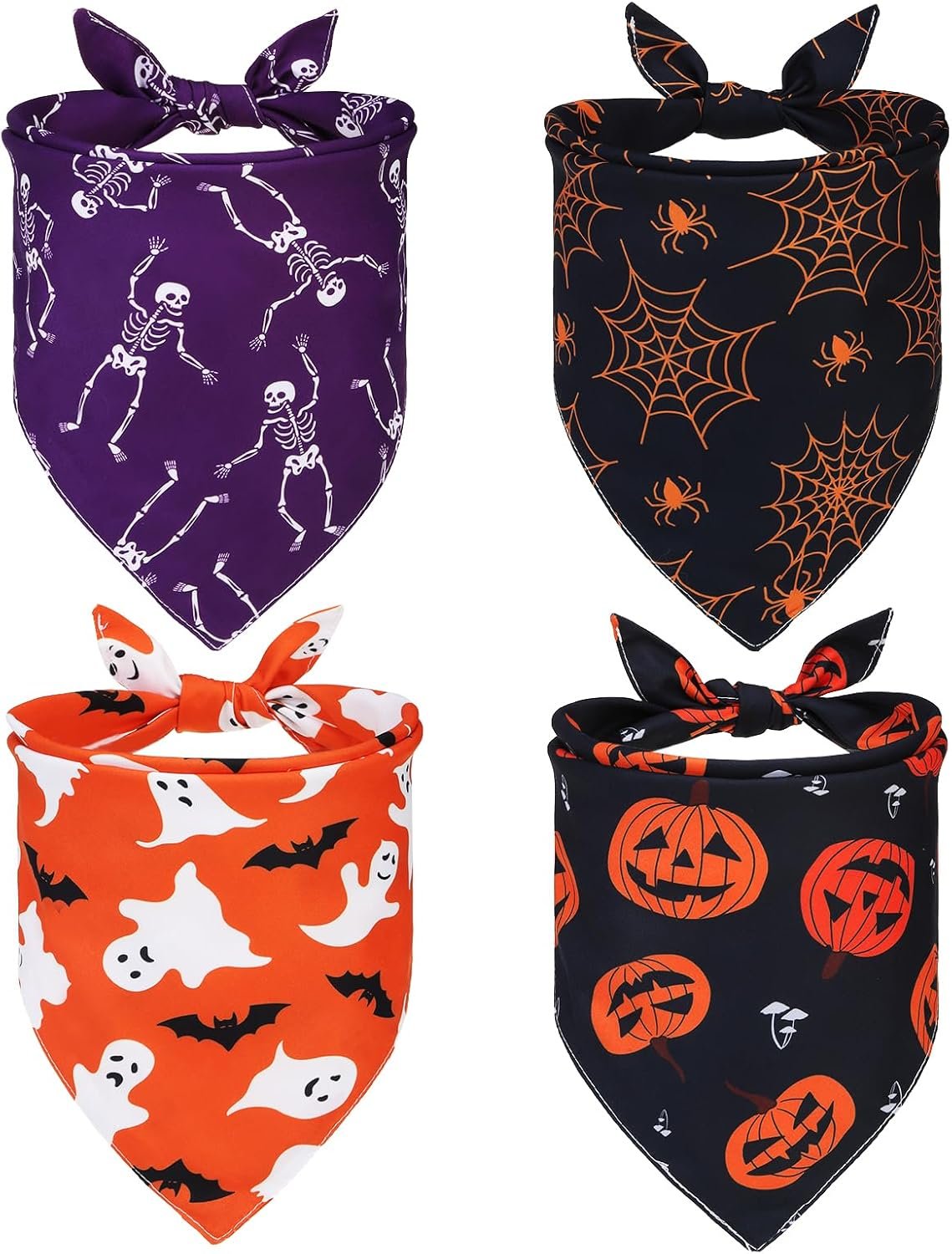 PUPTECK Halloween Dog Bandanas 4pcs...