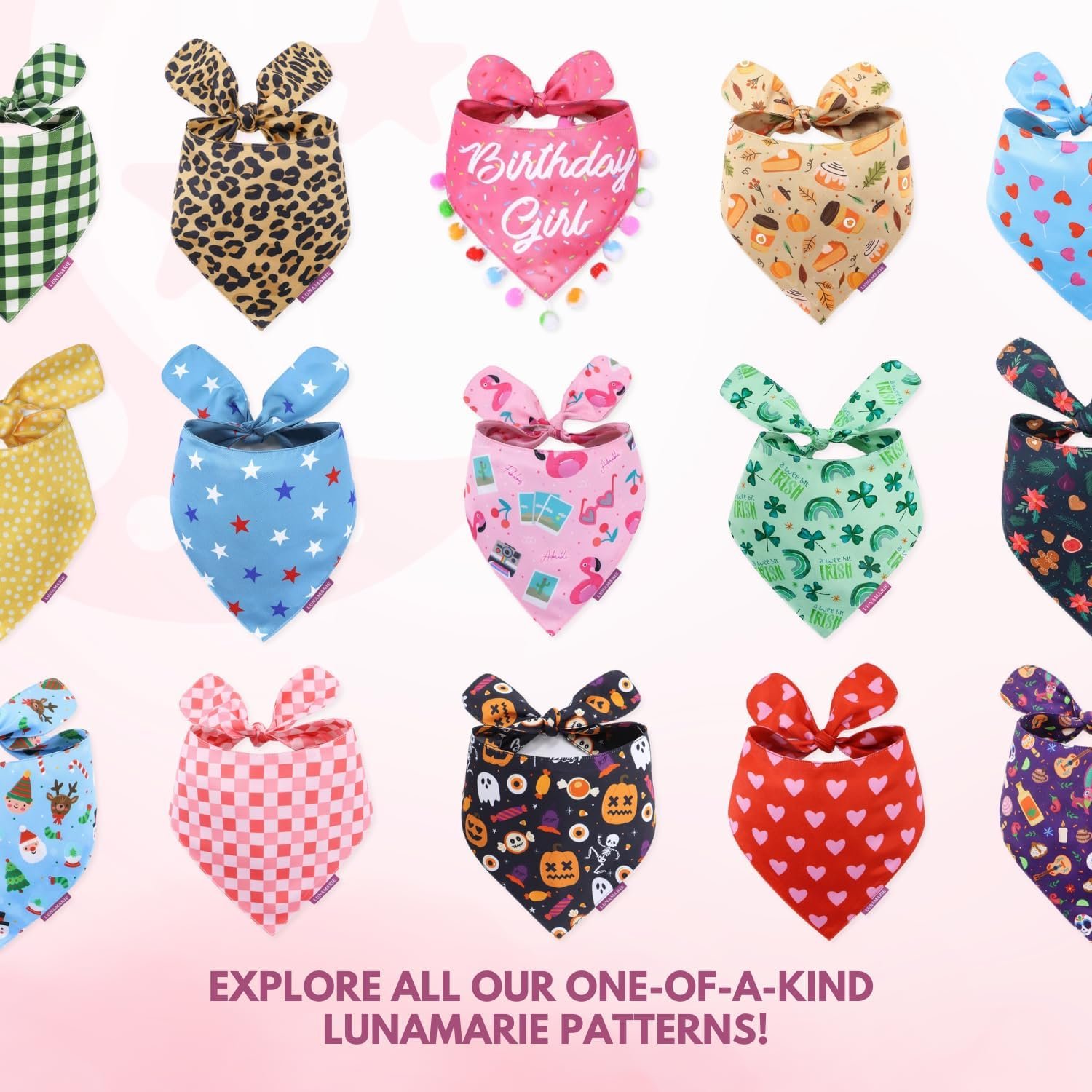 LunaMarie - Luxury Pet Birthday Bandanas -Premium & Silky Poly Fabric | 100% Handmade | Custom Shape Dual Layered (Birthday Girl, Small) - Image 6