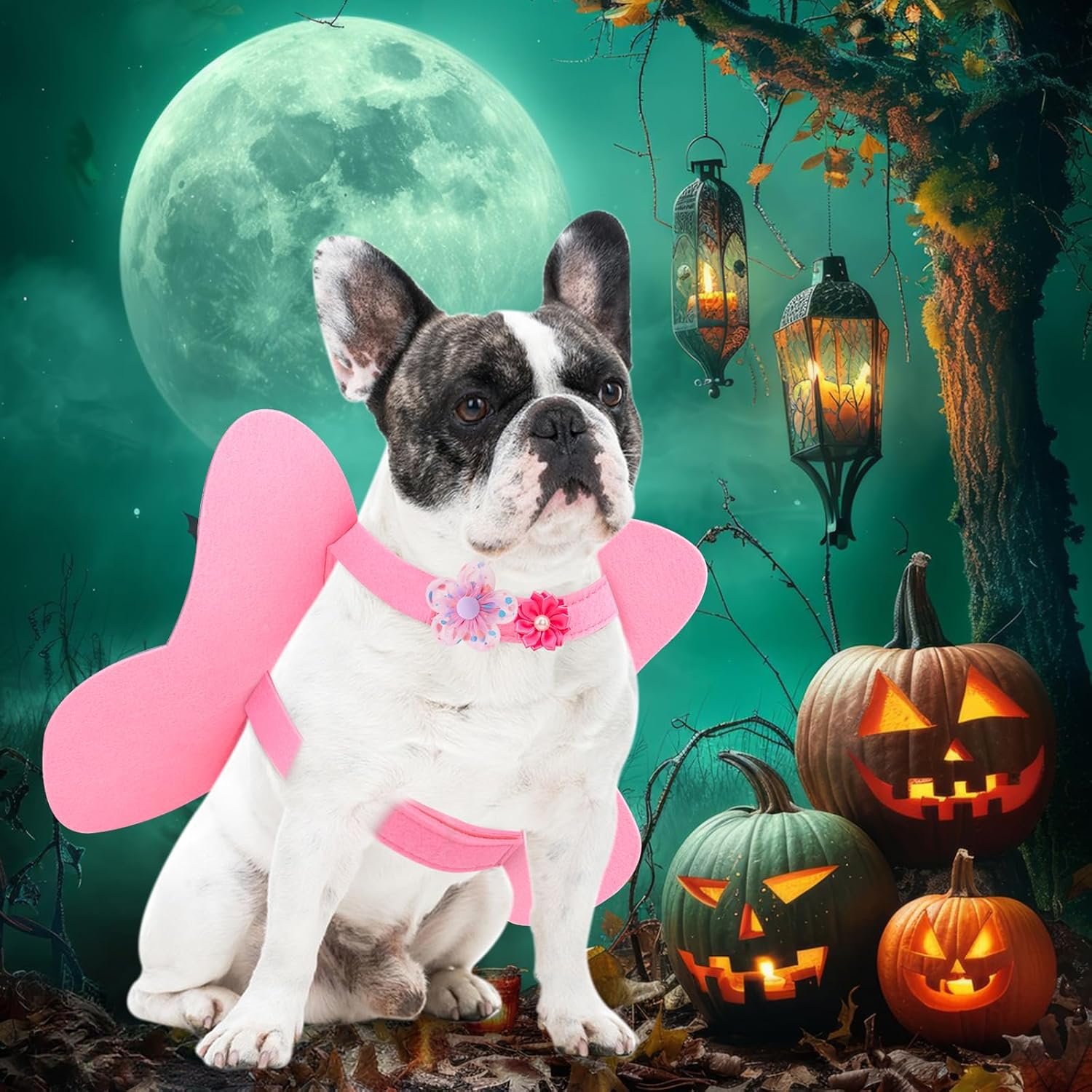 Butterfly Dog Wings Halloween Costume for Small Medium Large Dogs 3PCS Flowers, Pet Costumes Fairy Wings for Christmas Cosplay Puppy Clothes Parade Photo Props Cat Dress up Accessories - Image 4