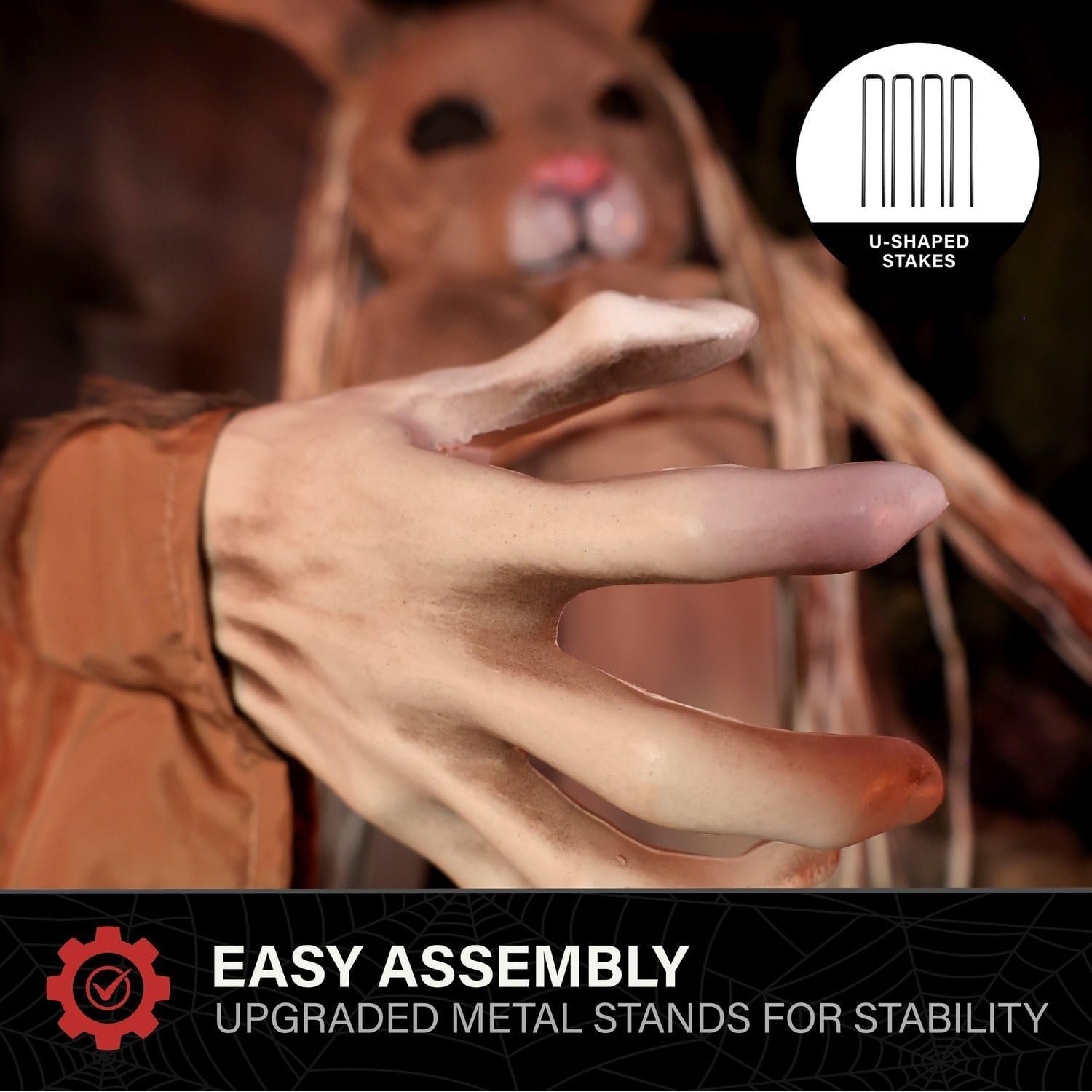 Haunted Hill Farm 5.6-Ft. Brown Rabbit Halloween Animatronic - Image 6
