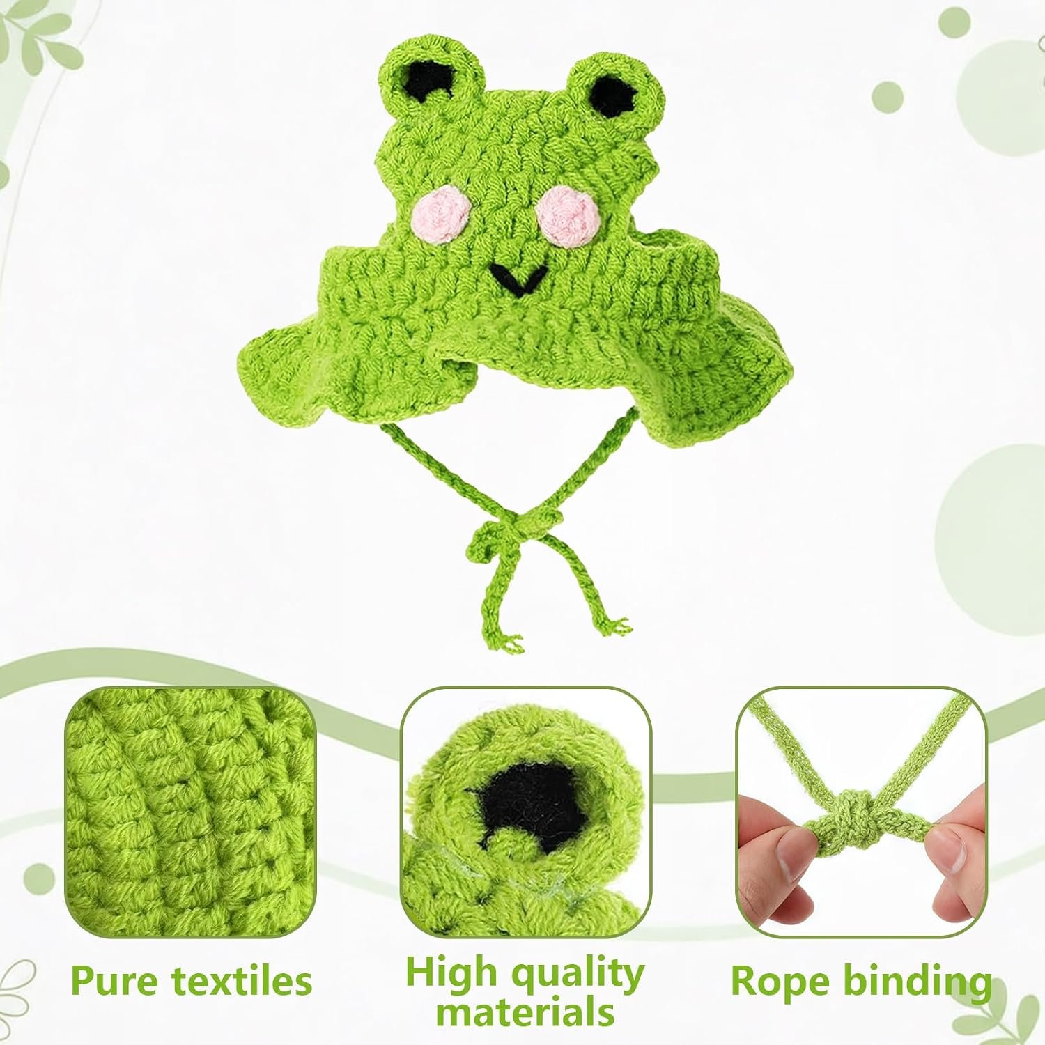 Cute Cat Hat Costume Suitable for 5 to16 lbs - Frog Cat Bonnet Head Circumference 11" or Less Cat Halloween Costumes Pet Photography Outfits - Image 3