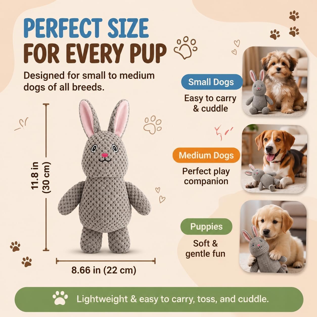 Act boldly 5-Pack Squeaky Dog Toys – Durable Animal-Shaped Plush Chew Toys for Dogs, Handmade Interactive Puppy Toys with Squeaker, Perfect for Reducing Destructive Behavior - Image 7
