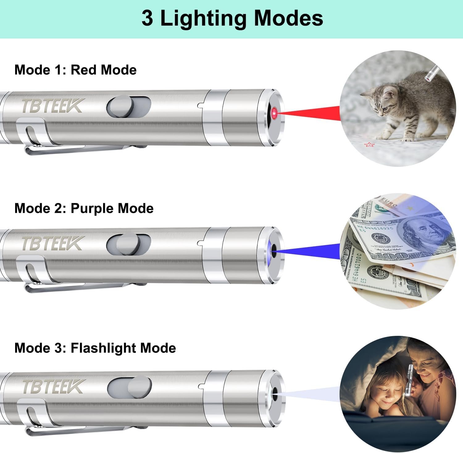 TBTeek Cat Toys, Rechargeable, 3 Light Modes & 5 Fun Patterns - Image 3