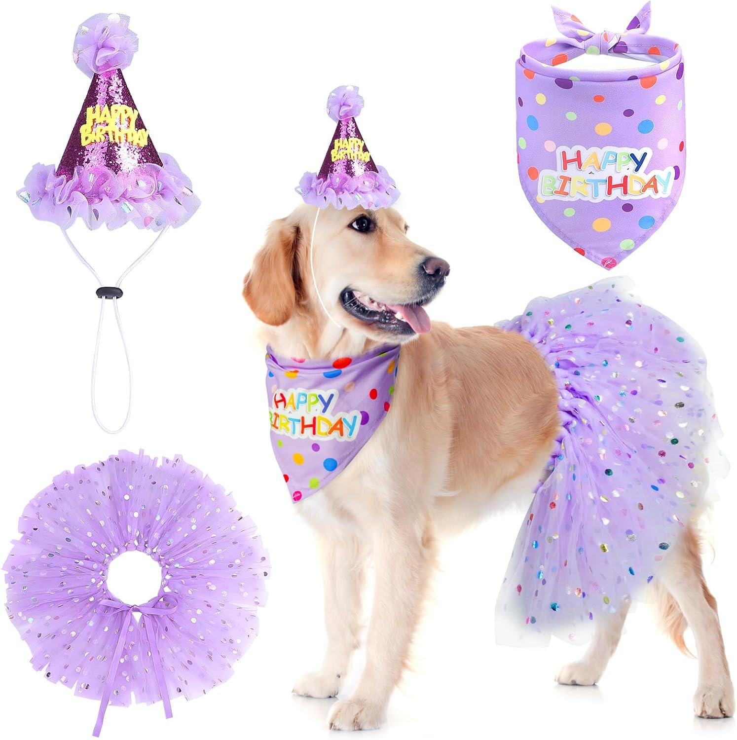 SCENEREAL Dog Birthday Bandana with...