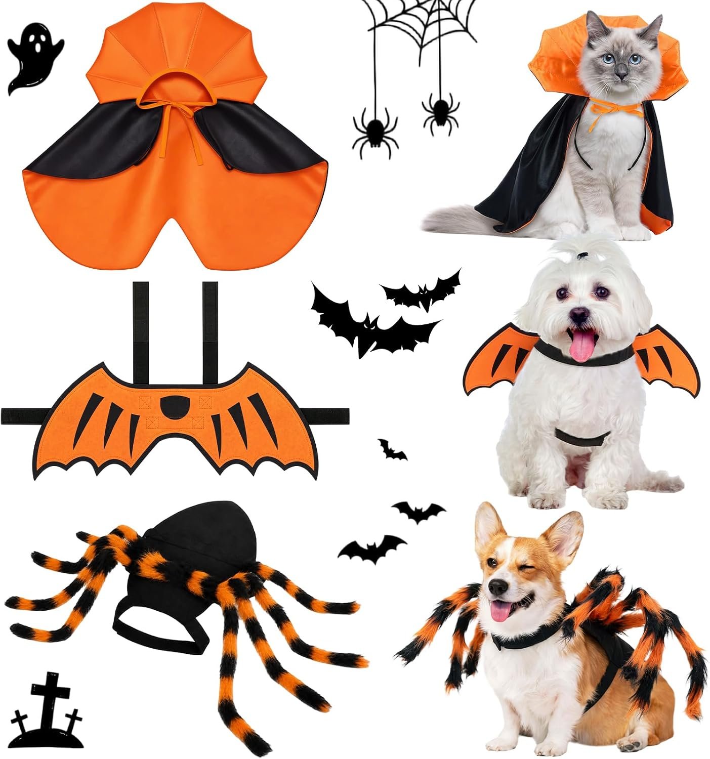 3 Pcs Halloween Costume for Dog Cat...