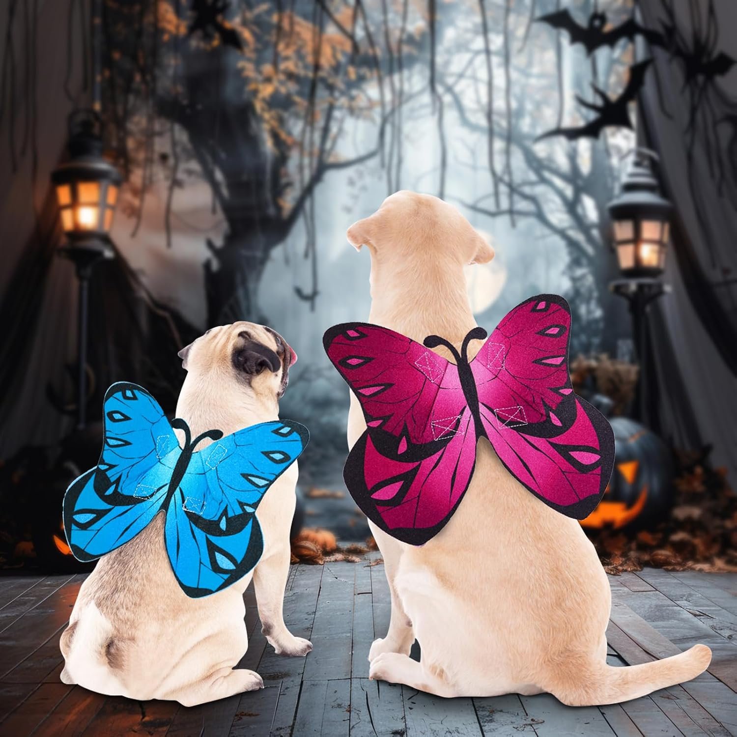 Butterfly Dog Wings Halloween Costume for Small Medium Large Dogs 3PCS Flowers, Pet Costumes Fairy Wings for Christmas Cosplay Puppy Clothes Parade Photo Props Cat Dress up Accessories - Image 2