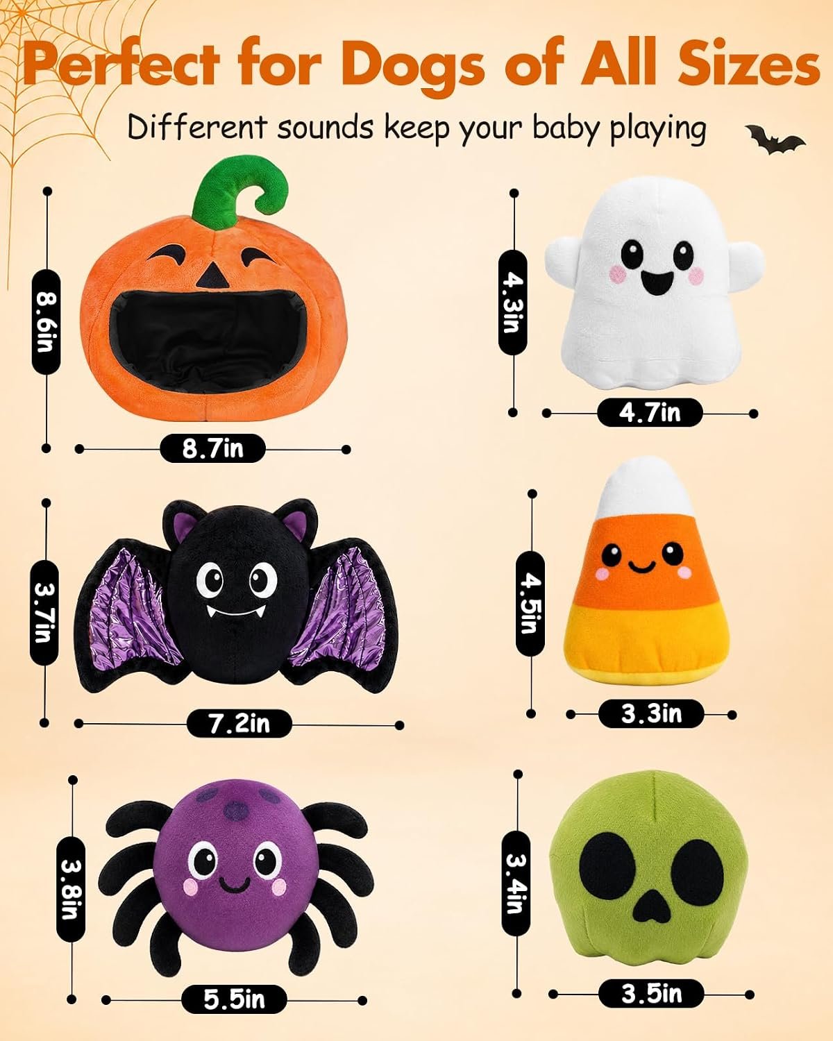 Swooflia 6 PCS Halloween Hide and Seek Dog Toys, Pumpkin Ghost - Image 3
