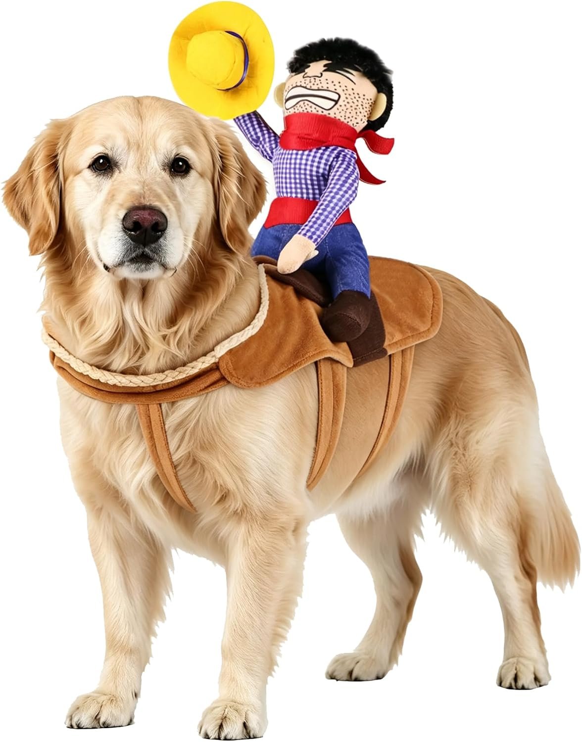 Dog Halloween Costumes, Funny Dog Cowboy Rider Costume, Adjustable Pet Halloween Cosplay Costume for Small Medium Large X-Large Dogs (XX-Large)