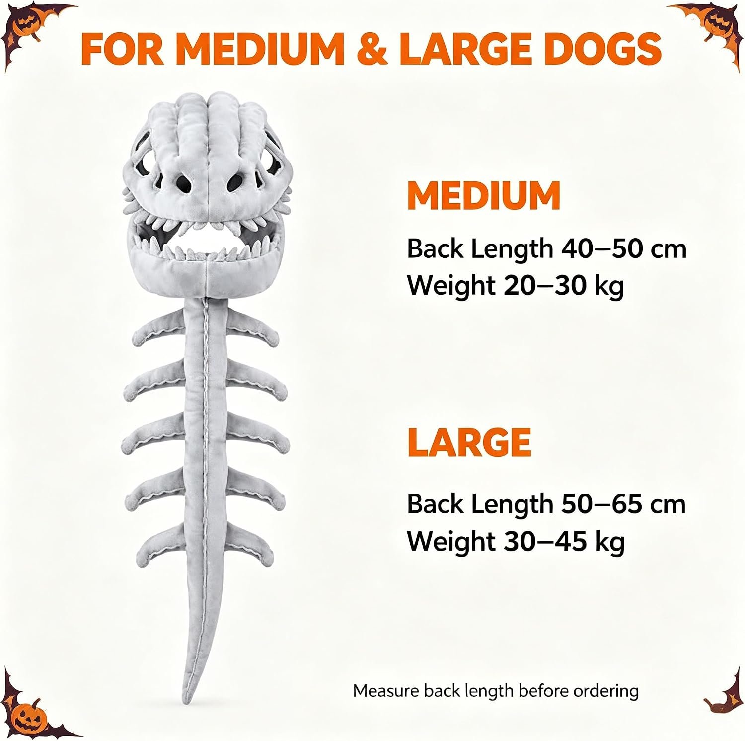Dog Dinosaur Costume, Funny Dino Skull Head & Bone Body Outfit for Medium Large Dogs Halloween Party Cosplay Dress‑up - Image 4