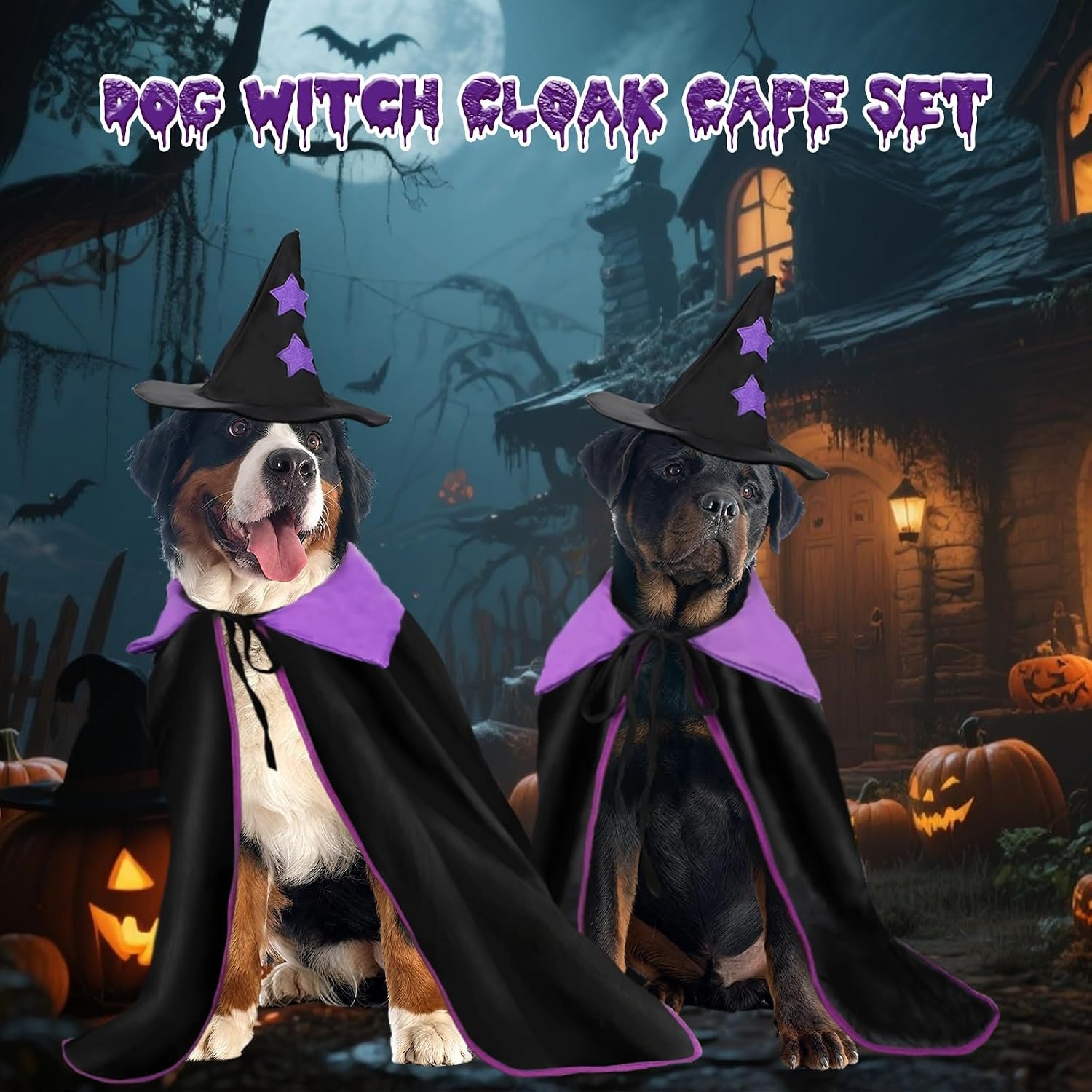 YUEPET Extra Large Dog Halloween Costumes, Dog Witch Cloak with Hat 23.6 in - Image 7