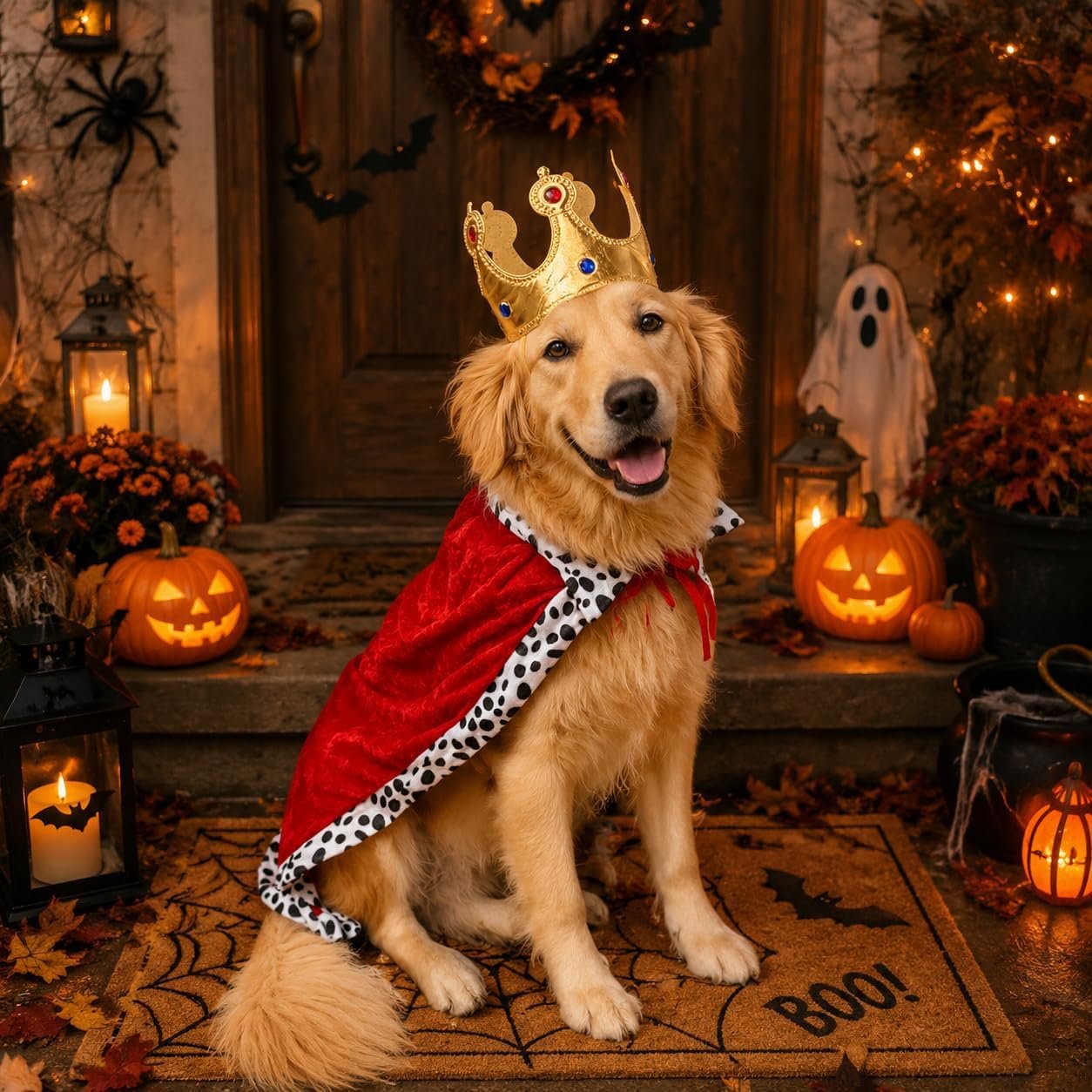 Dog Halloween Costumes for Large Dogs,Funny Dog Costume King Crown Cape(XL) - Image 3