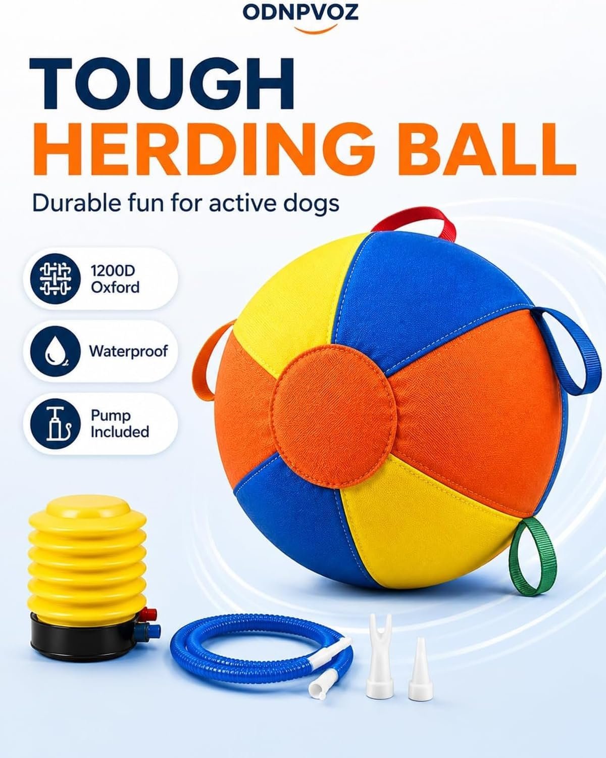 10/18/22 Inch Herding Ball Calming Jumbo Durable Tear-Resistant Inflatable Dog Toy Heavy-Duty Handle Cover Pump Outdoor Play Exercise Training Large Breeds Border Collie Cattle Horse Waterproof - Image 4