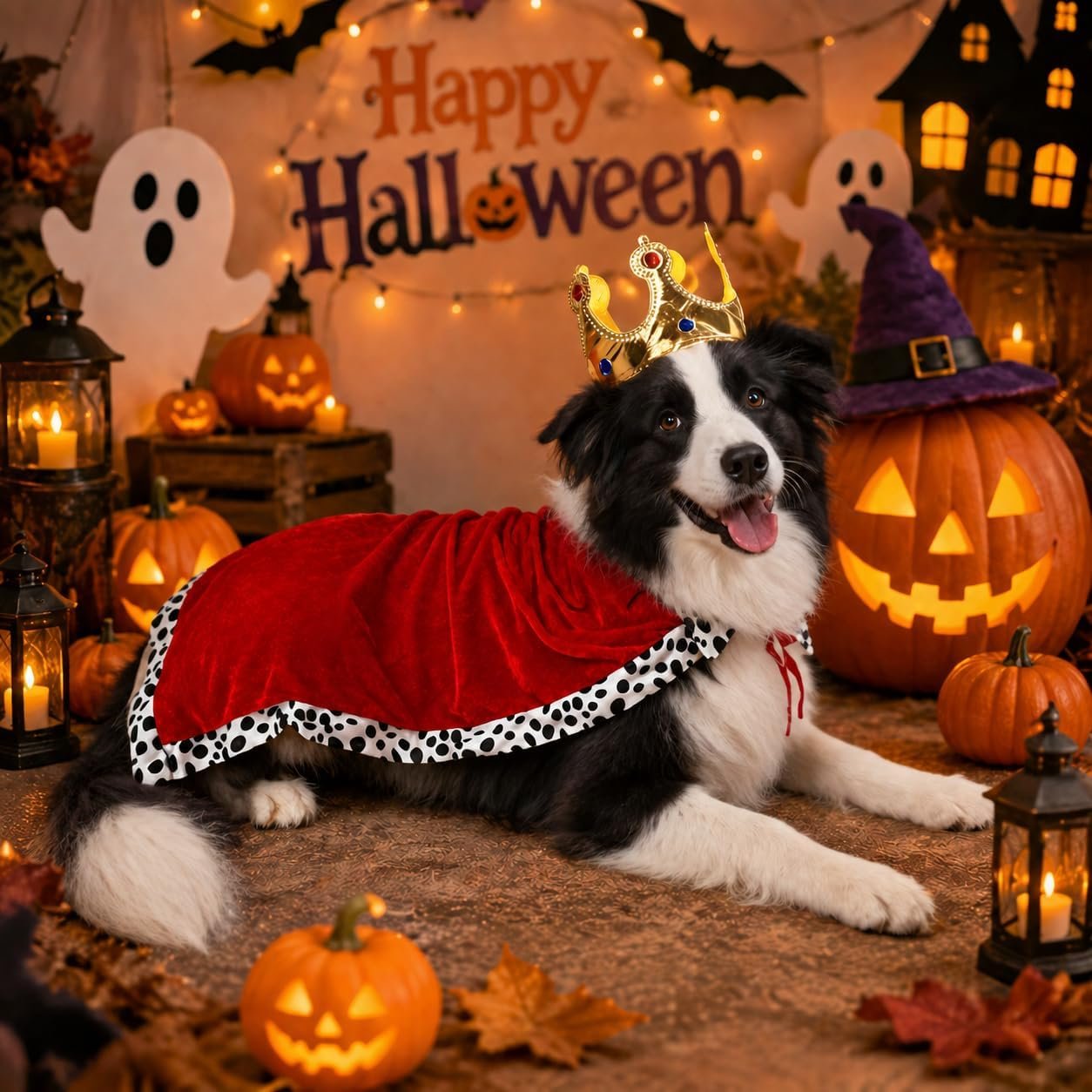 Dog Halloween Costumes for Medium Dogs,Funny Dog Costume King Crown Cape(L) - Image 2