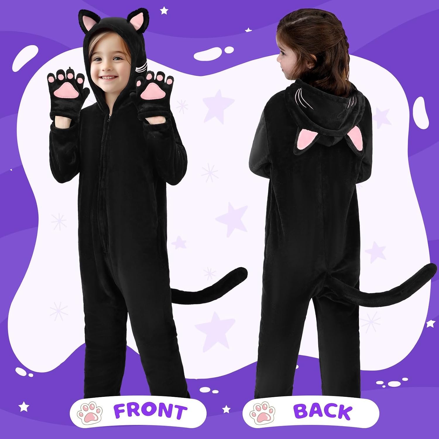 GIFTINBOX Halloween Cat Costume for Girls Kids, Cheetah Leopard Costume - Image 4
