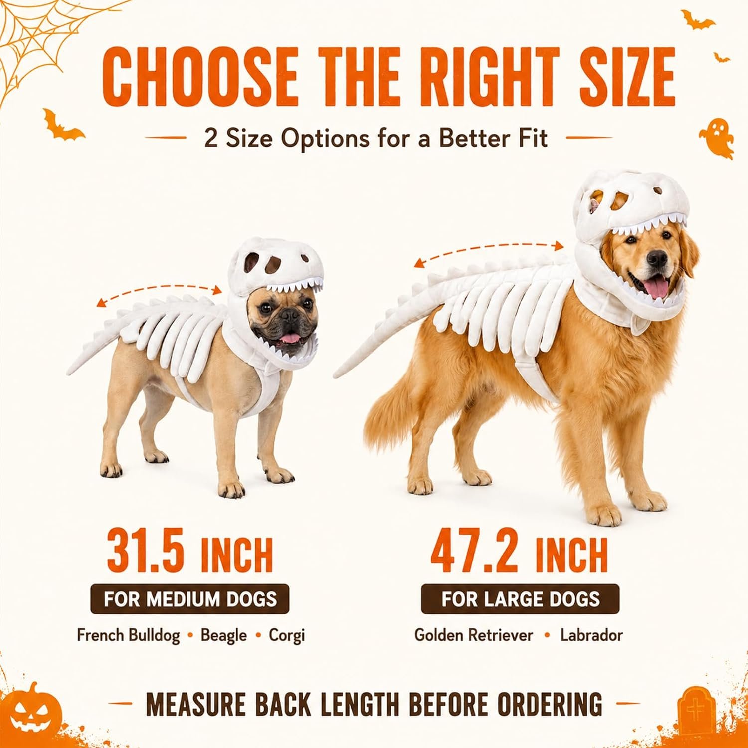 Dog Dinosaur Costume, Glow in the Dark Dinosaur Halloween Costume for Dogs (47.2inch(Big Dog)) - Image 5