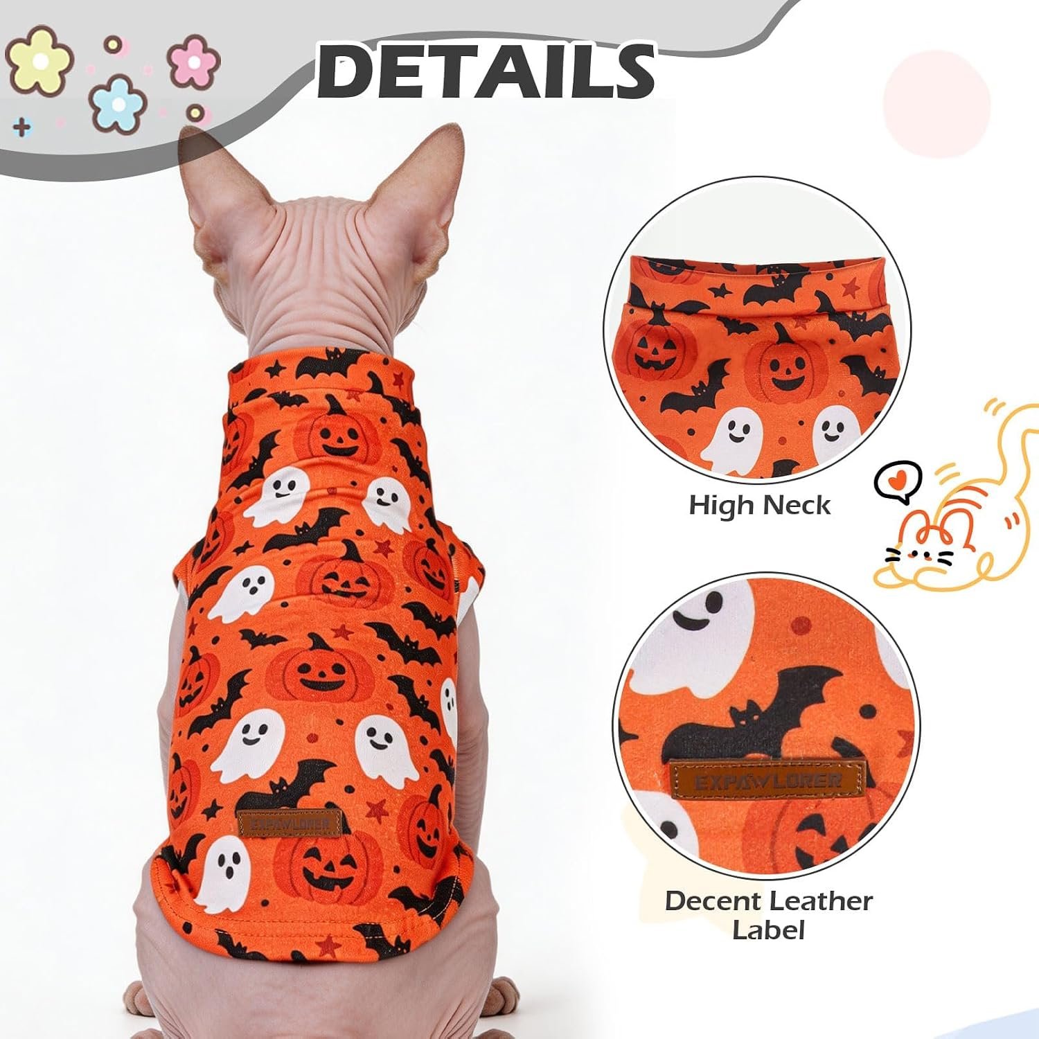 EXPAWLORER Halloween Cat Sweater Warm Fleece Pet Clothes for Cats Only - Image 4