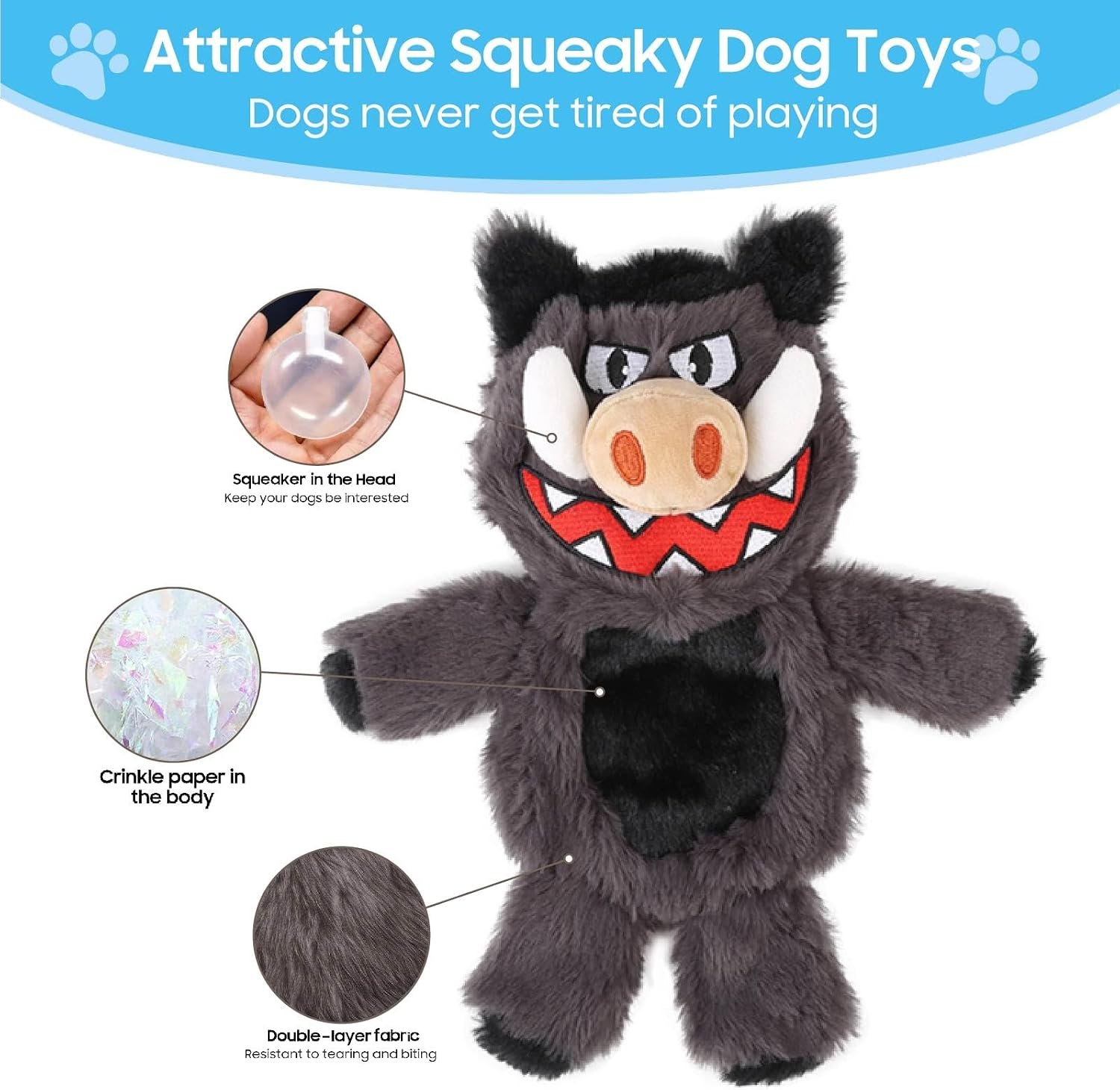 No Stuffing Squeaky Dog Toys Plush Chew toys for Small Medium Large Breed - Image 2