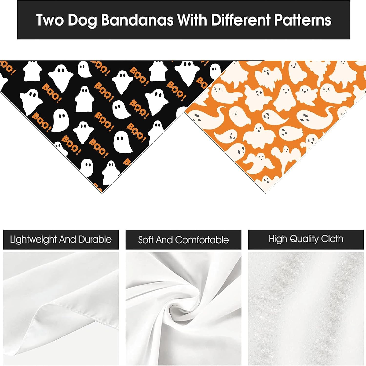 Halloween Dog Bandana Ghost Boo Scarf for Small Medium Large Dogs - Image 3