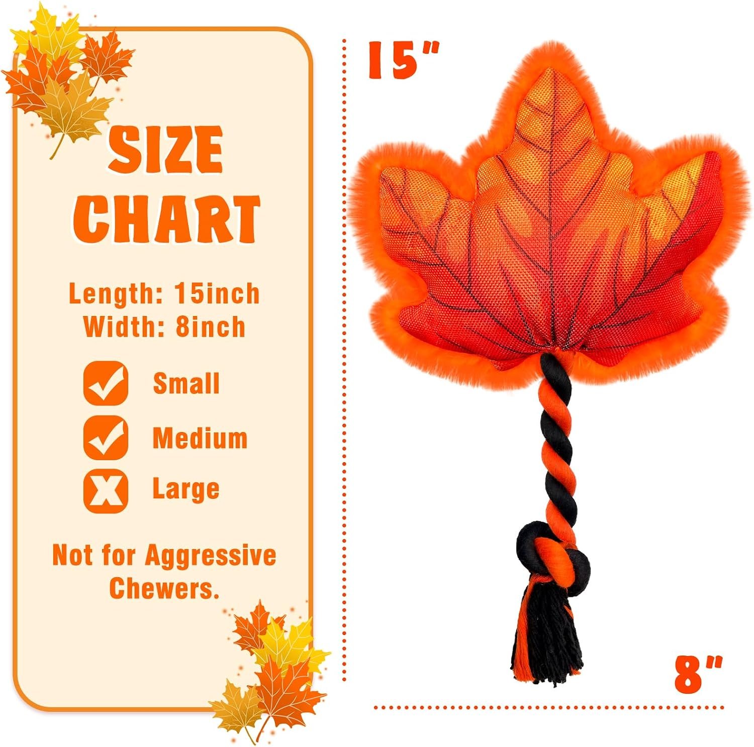 Thanksgiving Dog Toy, Squeaky Maple Leaf Rope Toy for Small Dogs - Image 6