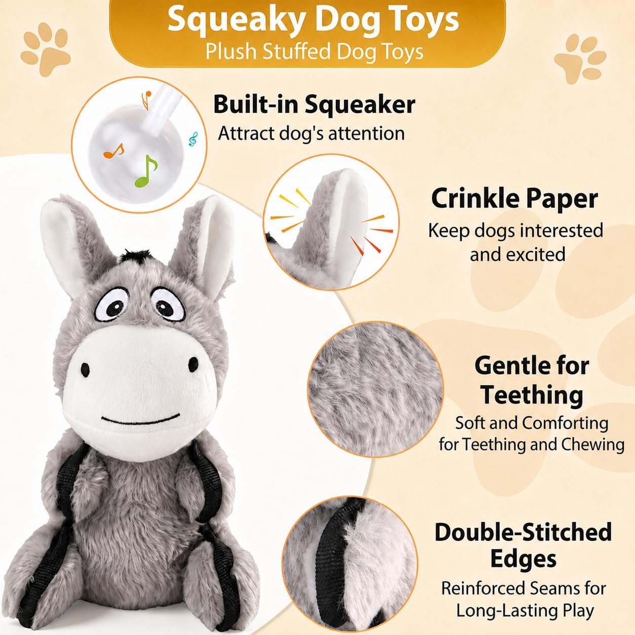 Drmstow 3-Pack Squeaky Plush Dog Toys for Small and Medium Dogs - Image 2