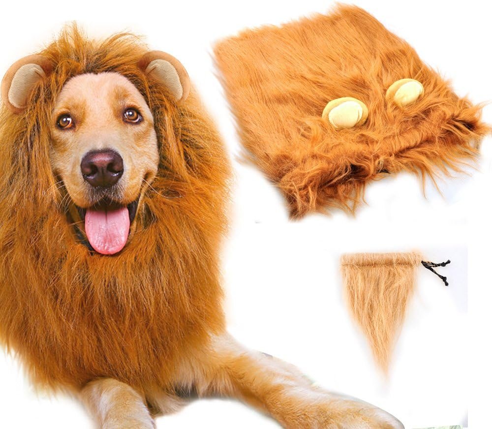 Gimilife Lion Mane Wig for Dogs wit...