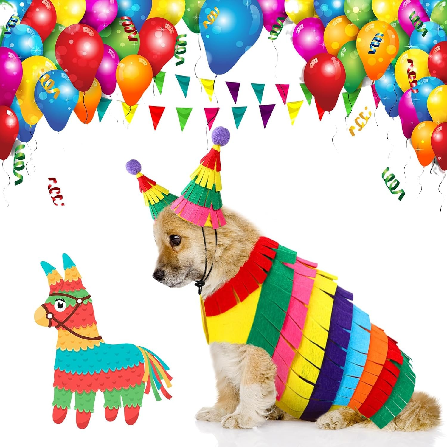 Dansydaisy Halloween Piñata Dog Costume Mexican Dog Costume, XL, 30-46 LB - Image 5