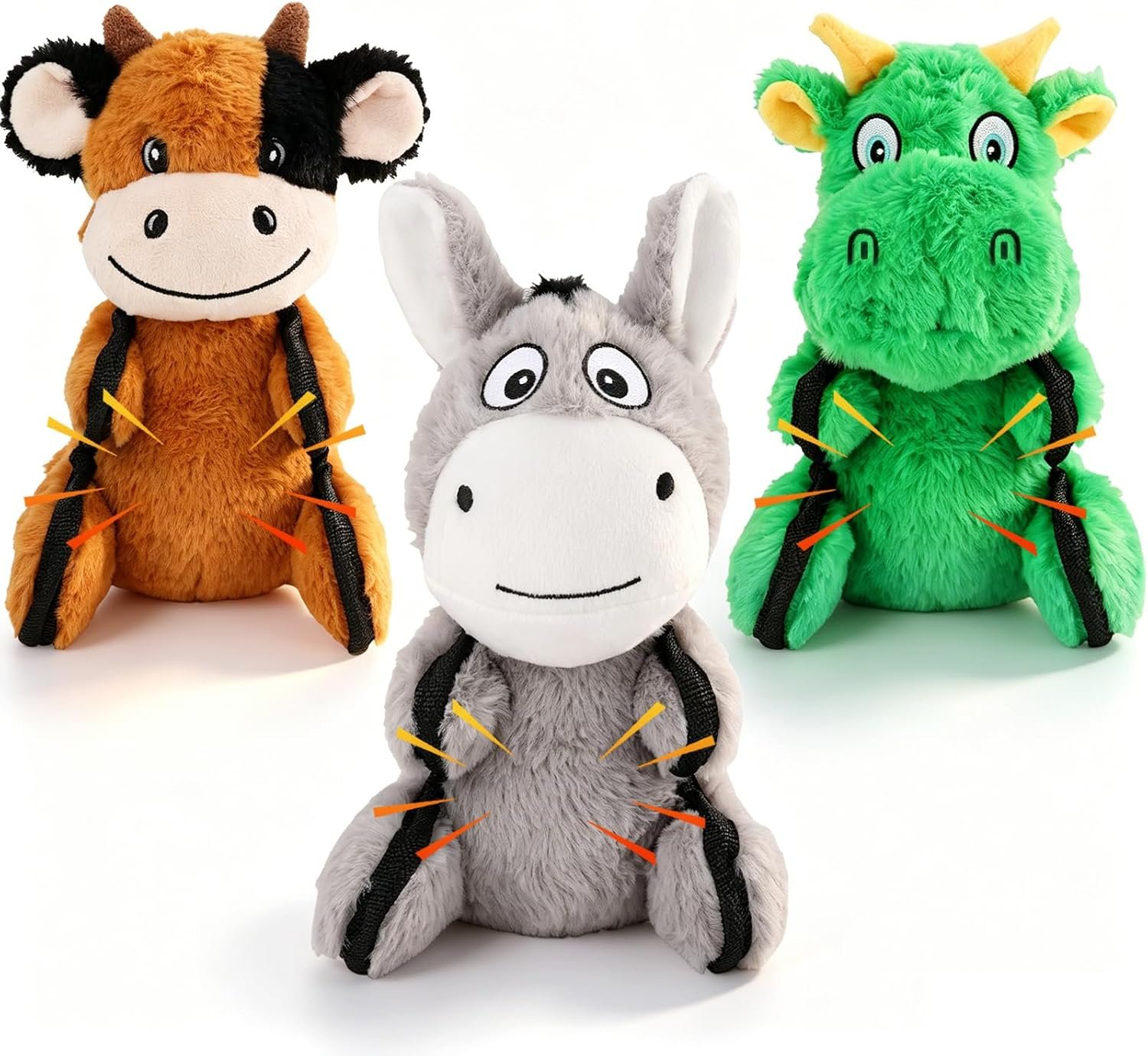 Drmstow 3-Pack Squeaky Plush Dog To...
