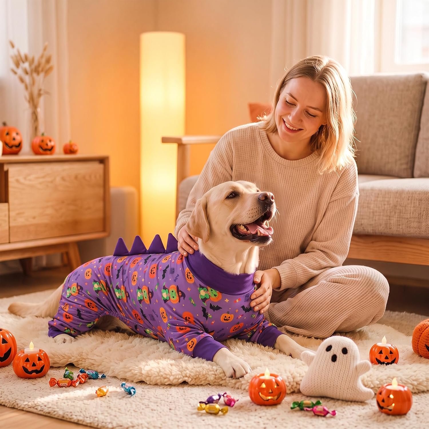 Halloween Dinosaur Dog Pajamas Large Size, Big Dog Onesie Clothes, Anti Shedding and Licking, Post Surgery Recovery Pet Pjs, Cotton Soft Material Stretchable Pet Pajamas U-COSP09L - Image 5