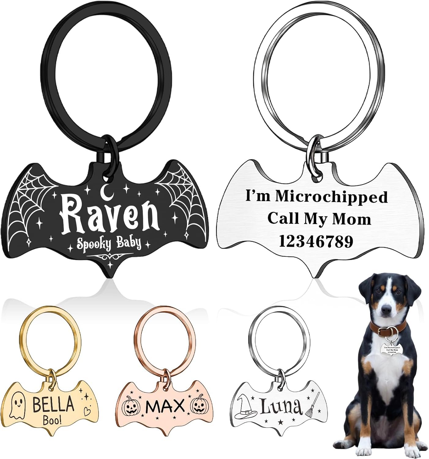 Bat Cat Tags Personalized Halloween...