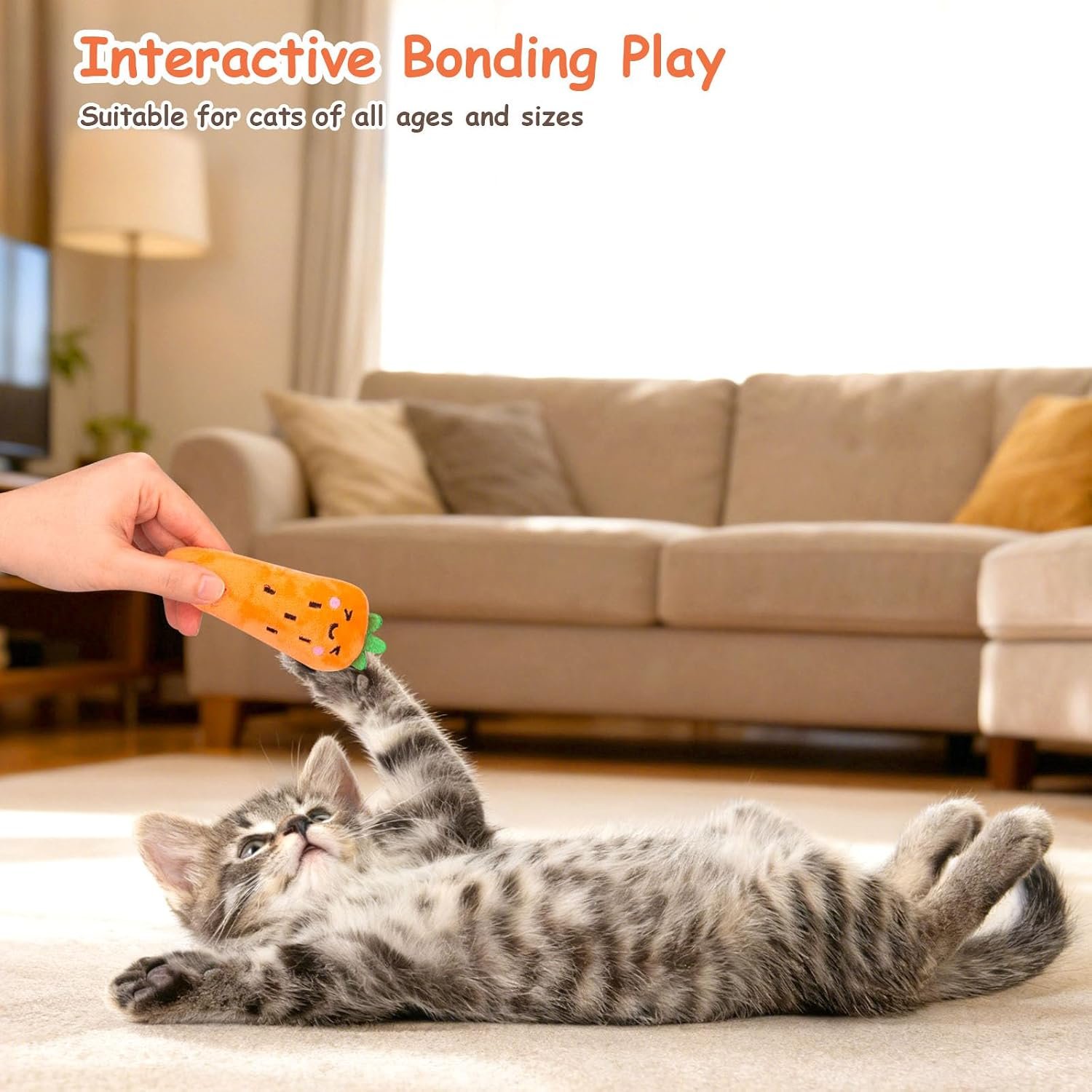 ETEKYER Catnip Cat Toys 5 Pack Vegetable Plush Kicker for Indoor Cats - Image 7