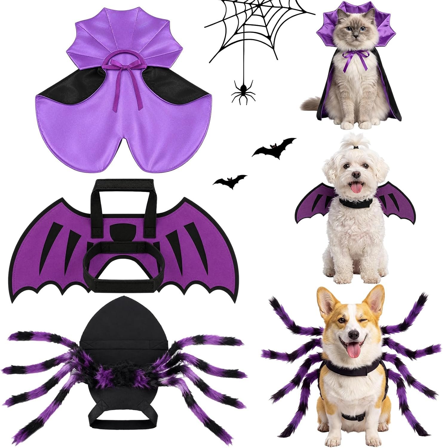 3 Pcs Halloween Costume for Dog Cat...