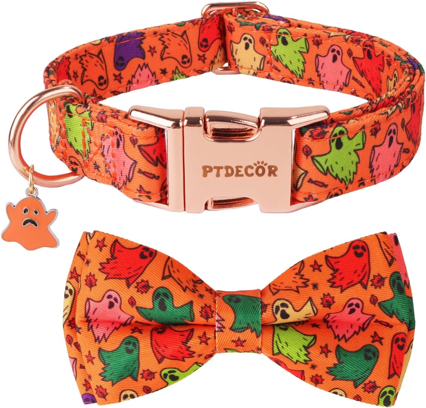 PTDECOR Halloween Dog Collar with B...
