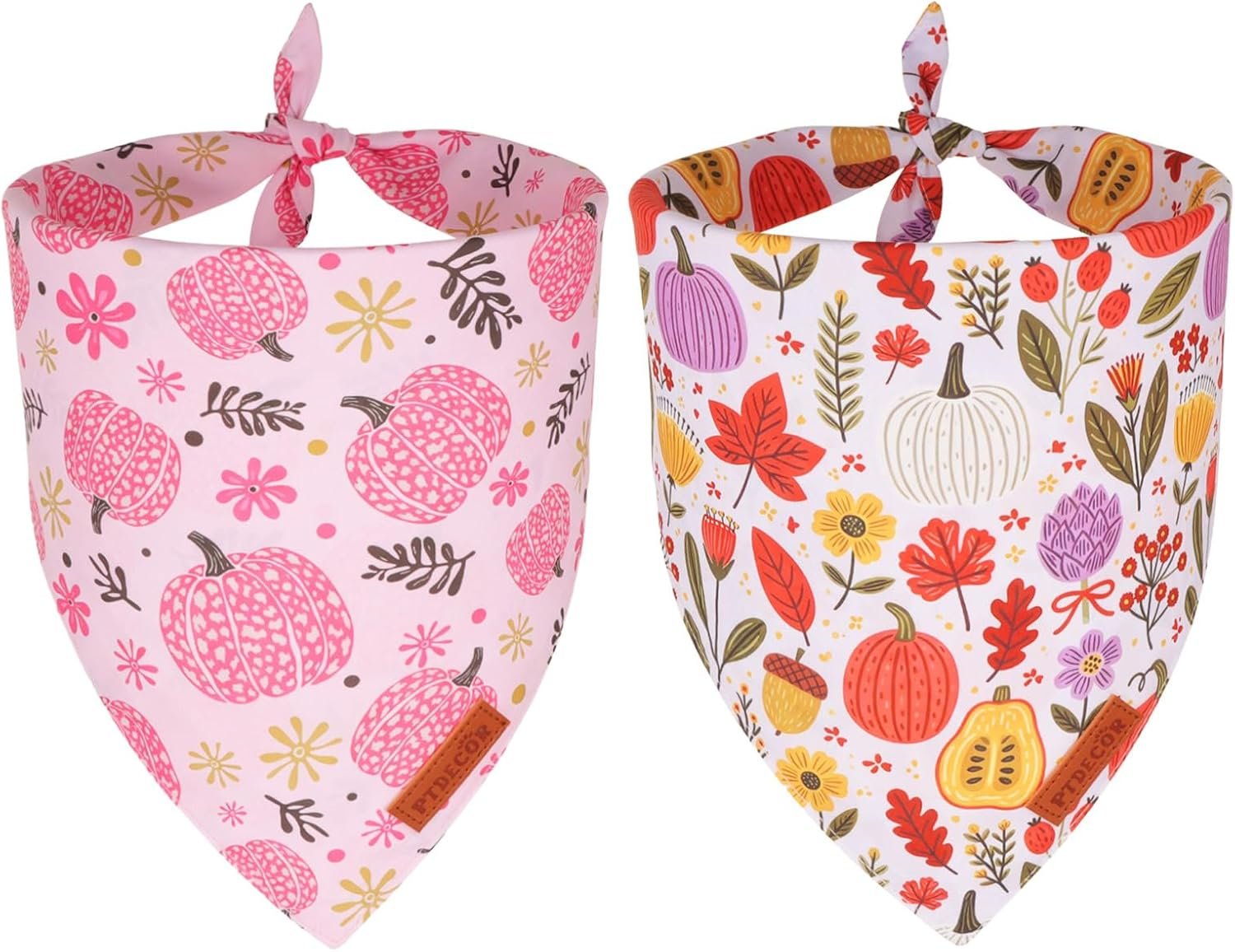 PTDECOR Pink Fall Dog Bandanas, Flo...