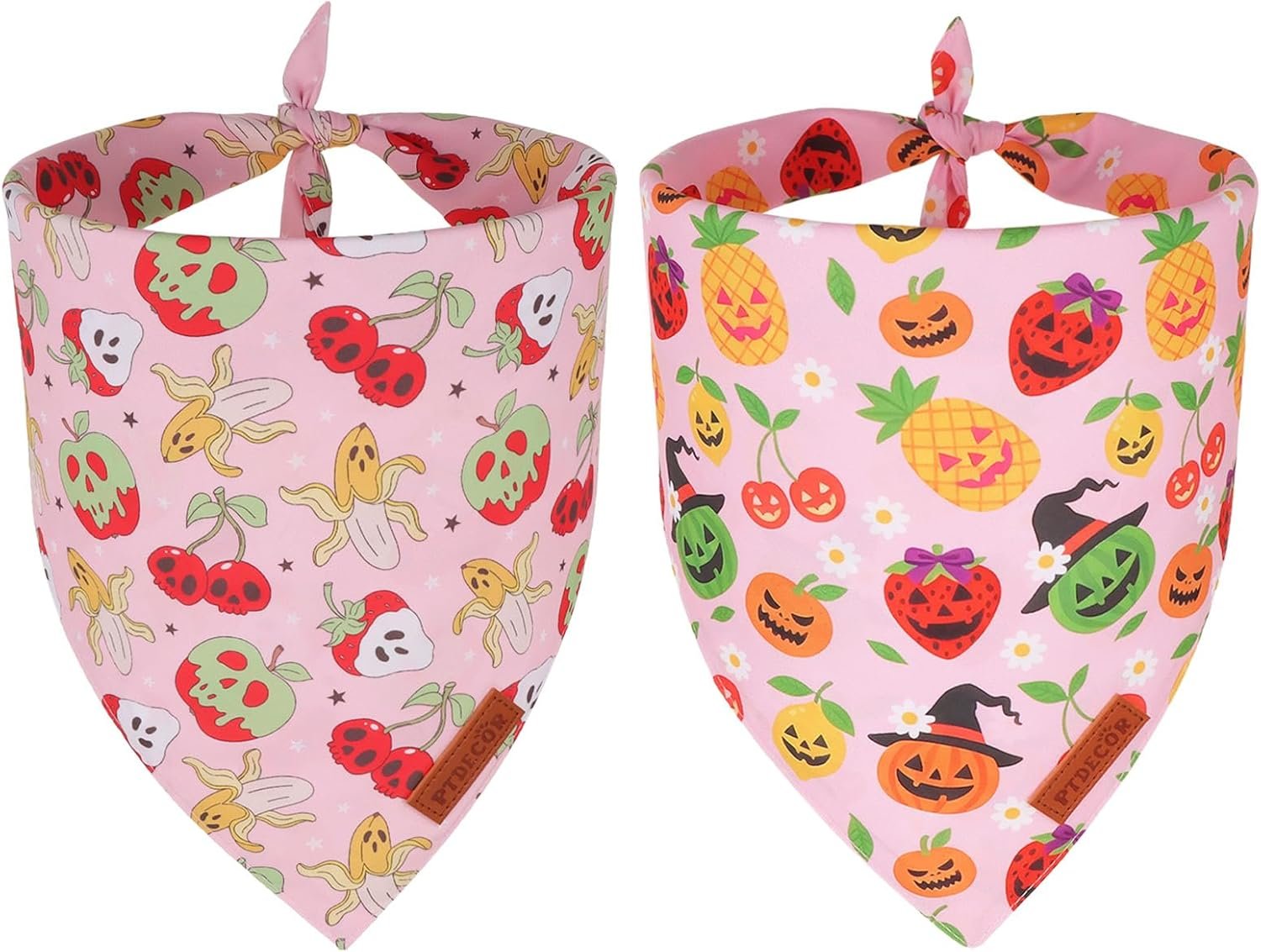 PTDECOR Pink Halloween Dog Bandanas...